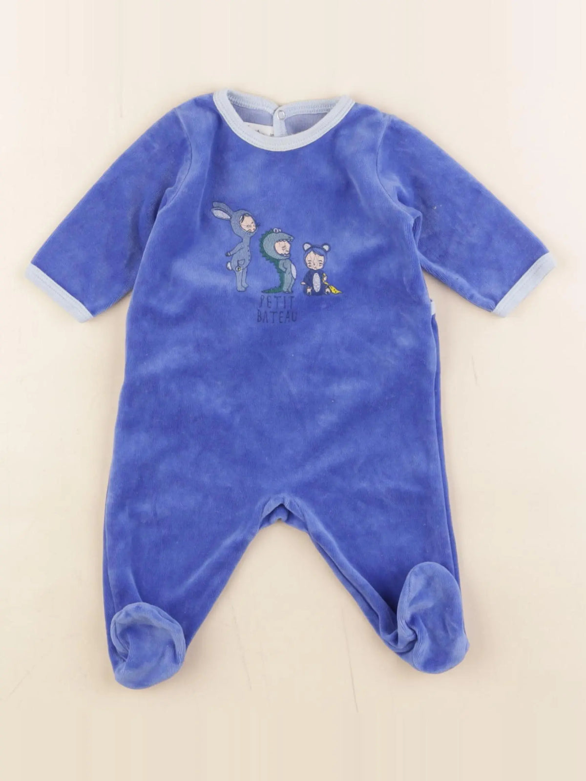 Petit Bateau - pyjama velours bleu - 3 mois
