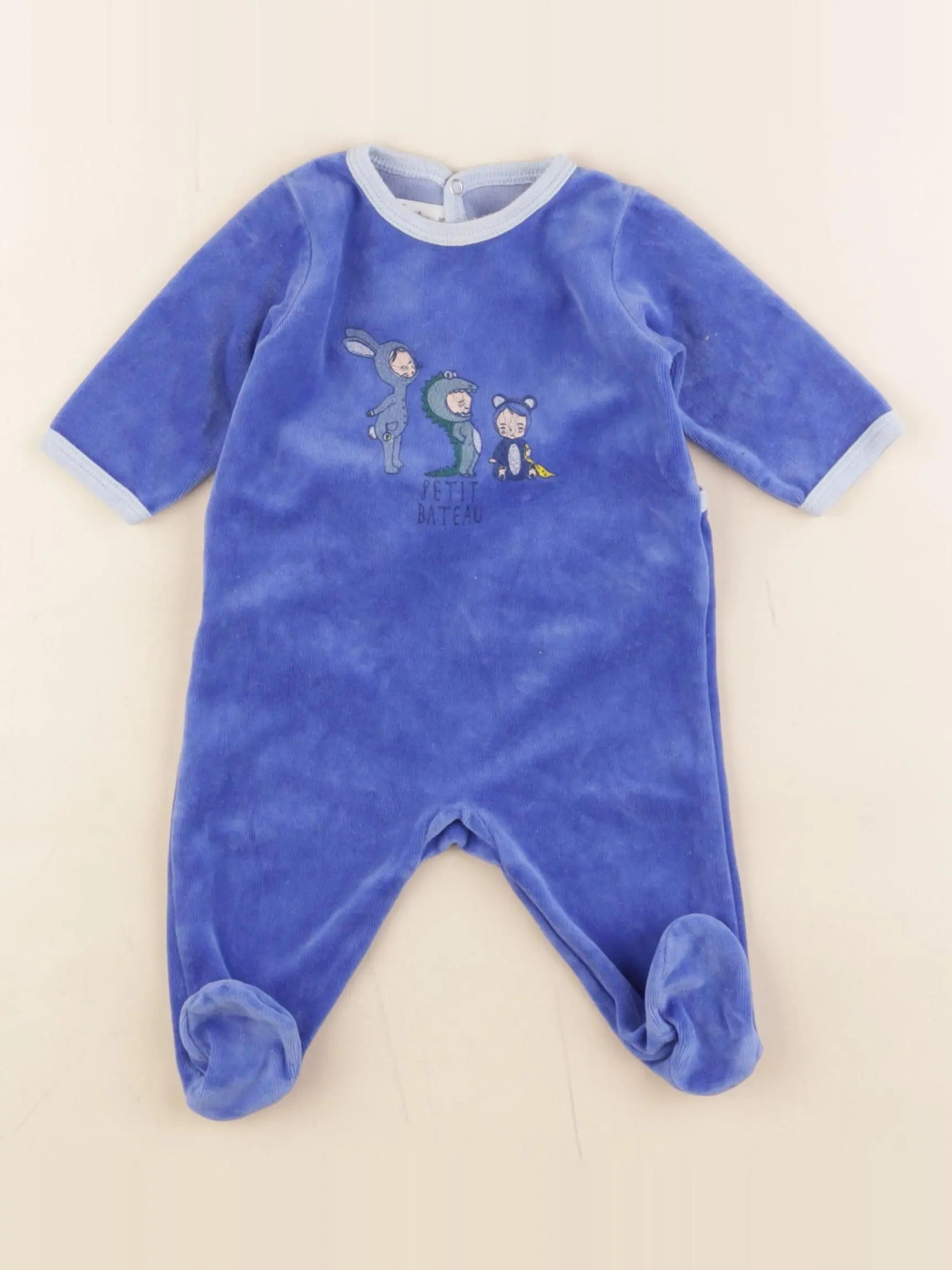 Petit Bateau - pyjama velours bleu - 3 mois