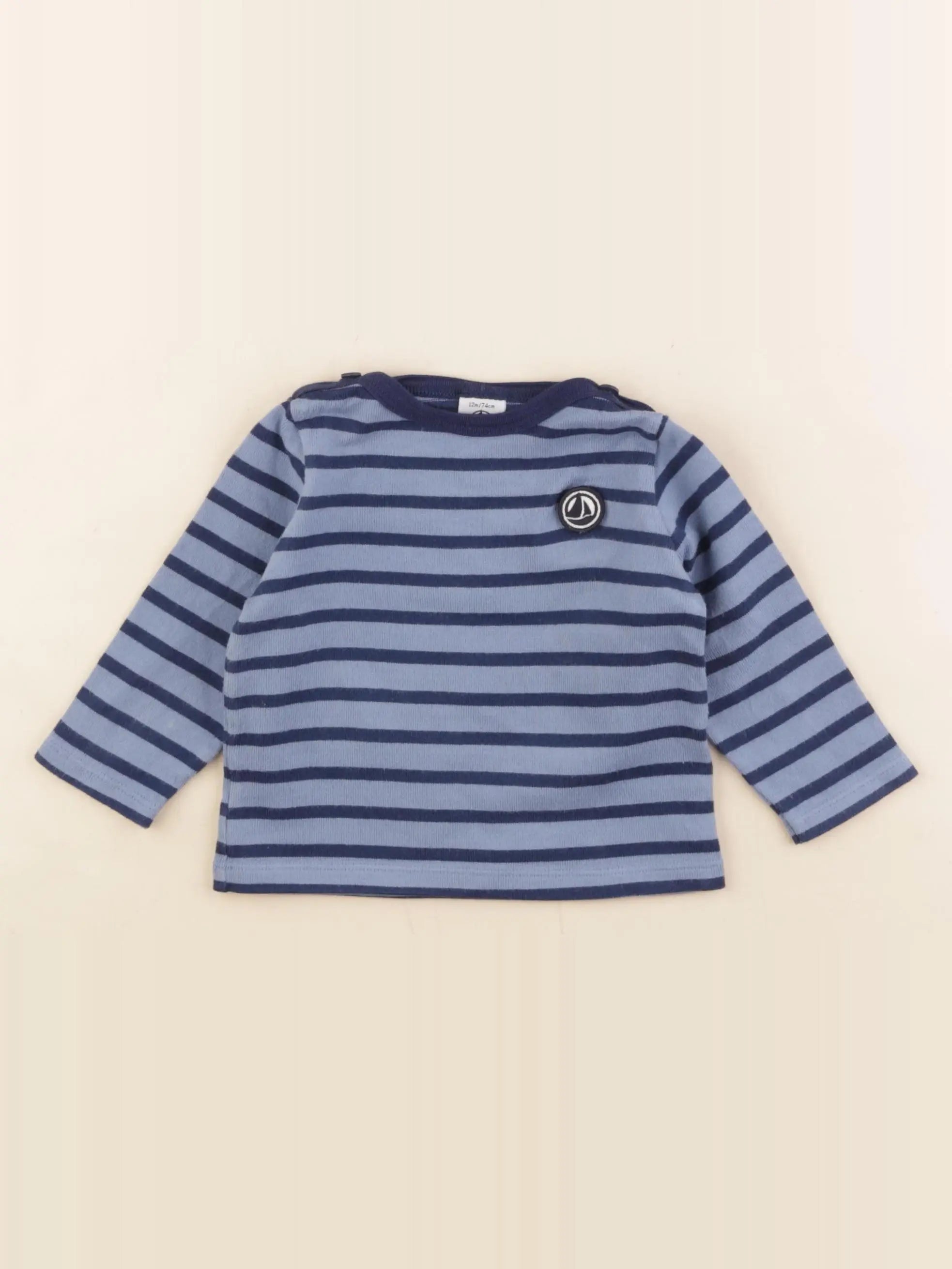 Petit Bateau - tee-shirt bleu - 12 mois