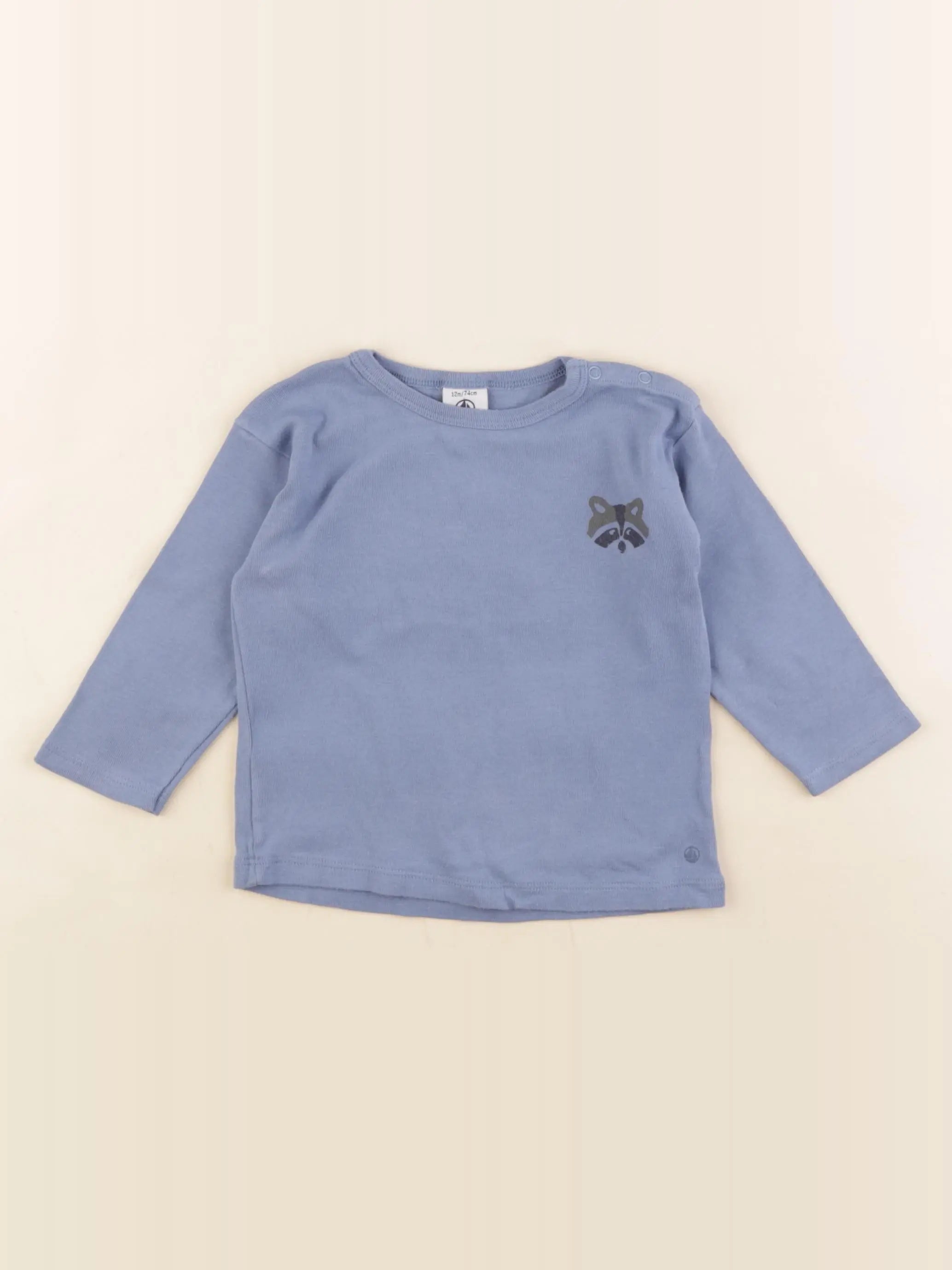 Petit Bateau - tee-shirt bleu - 12 mois