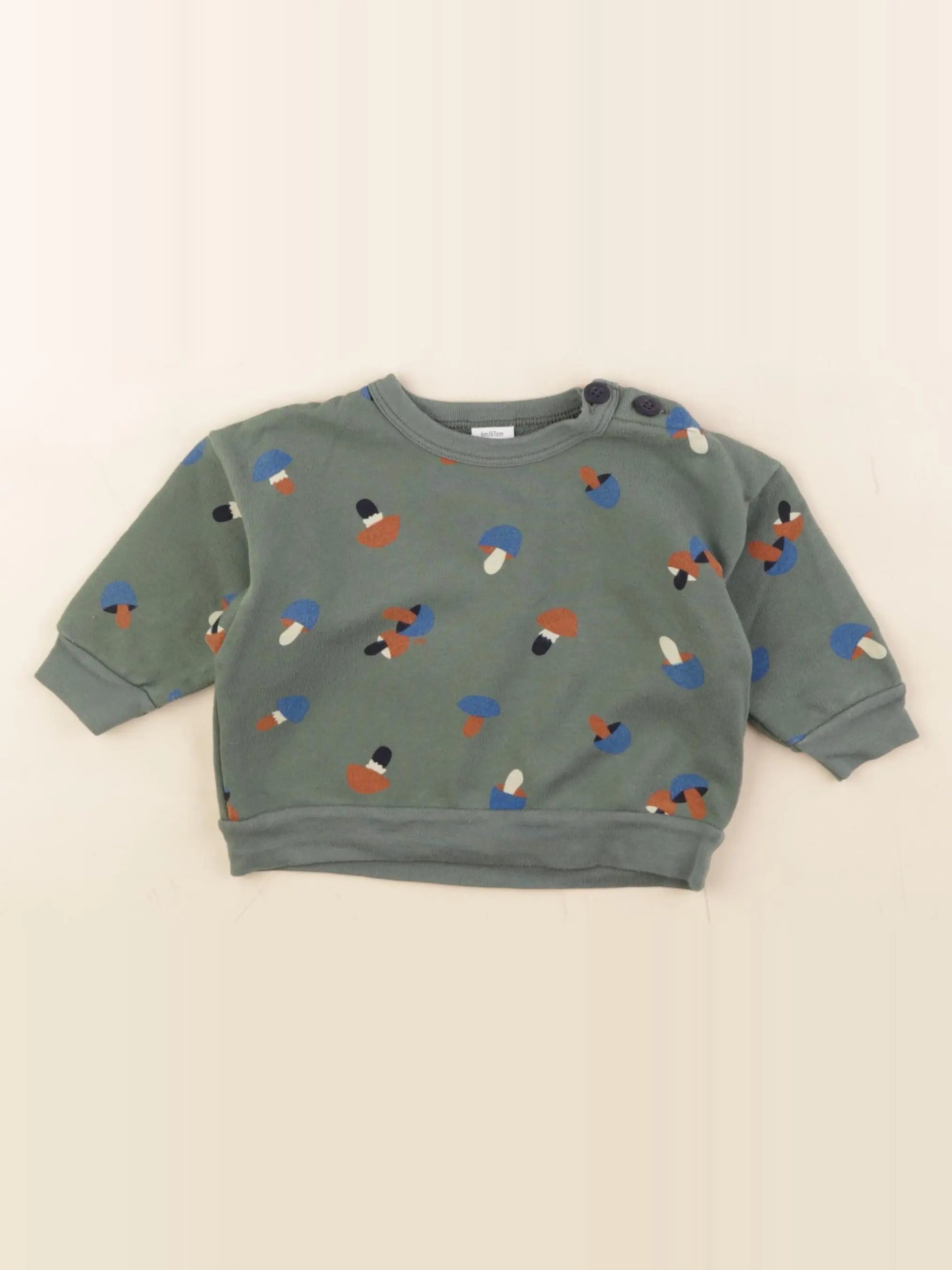 Petit Bateau - sweat vert - 6 mois