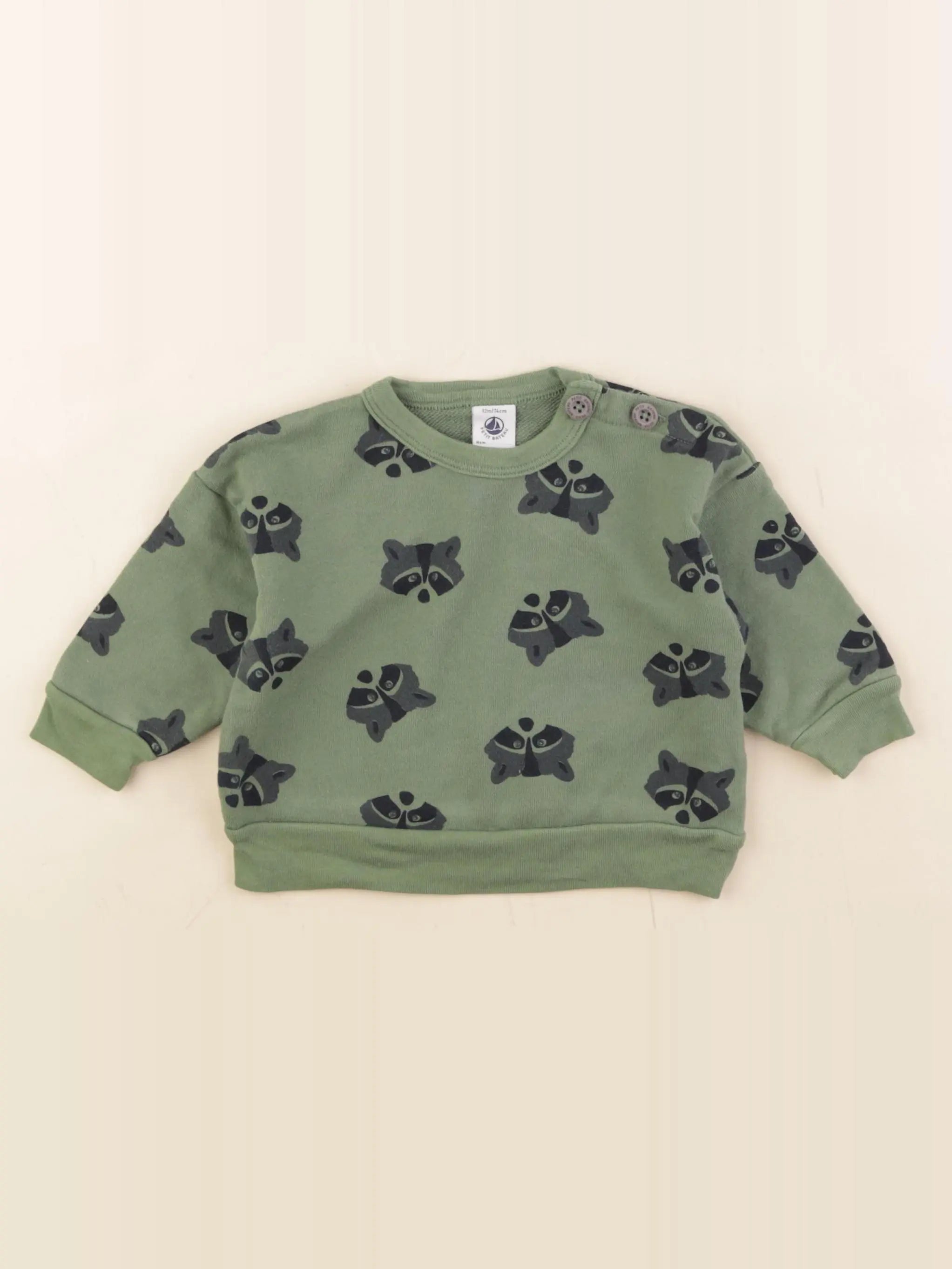 Petit Bateau - sweat vert - 6 mois