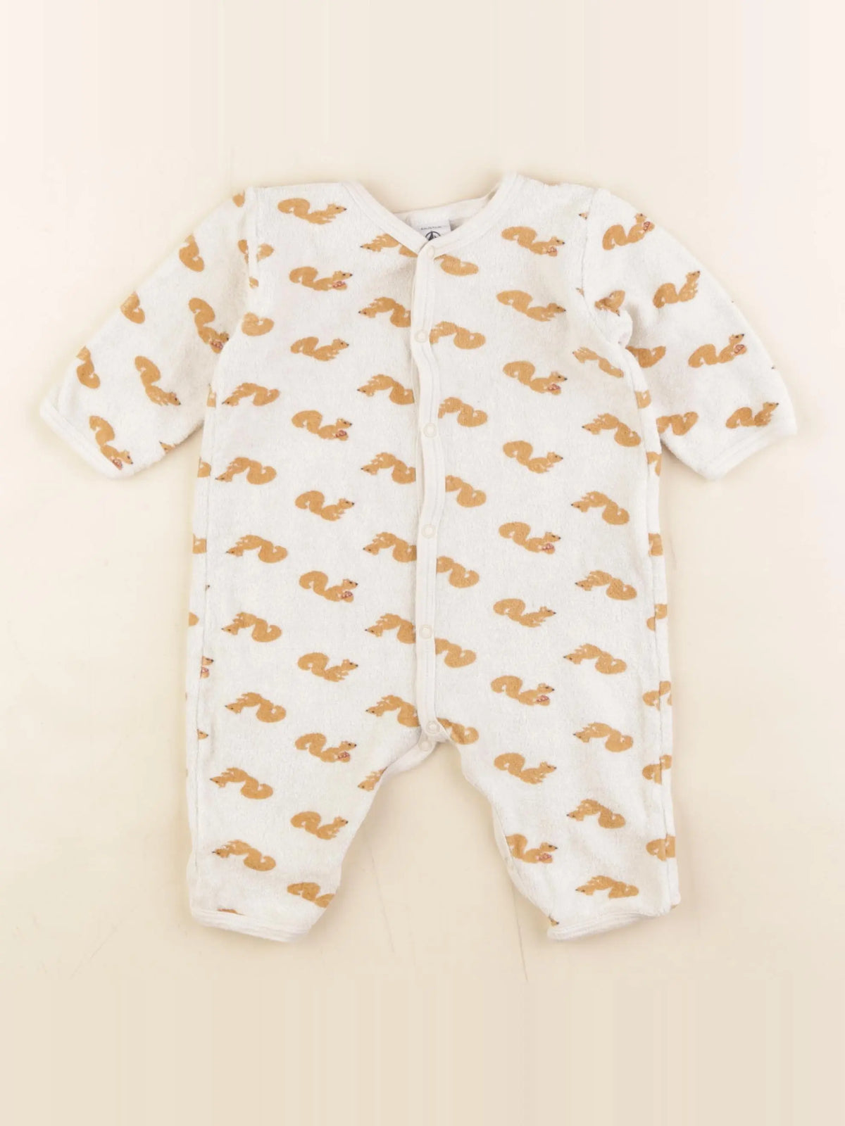 Petit Bateau - pyjama velours beige - 6 mois