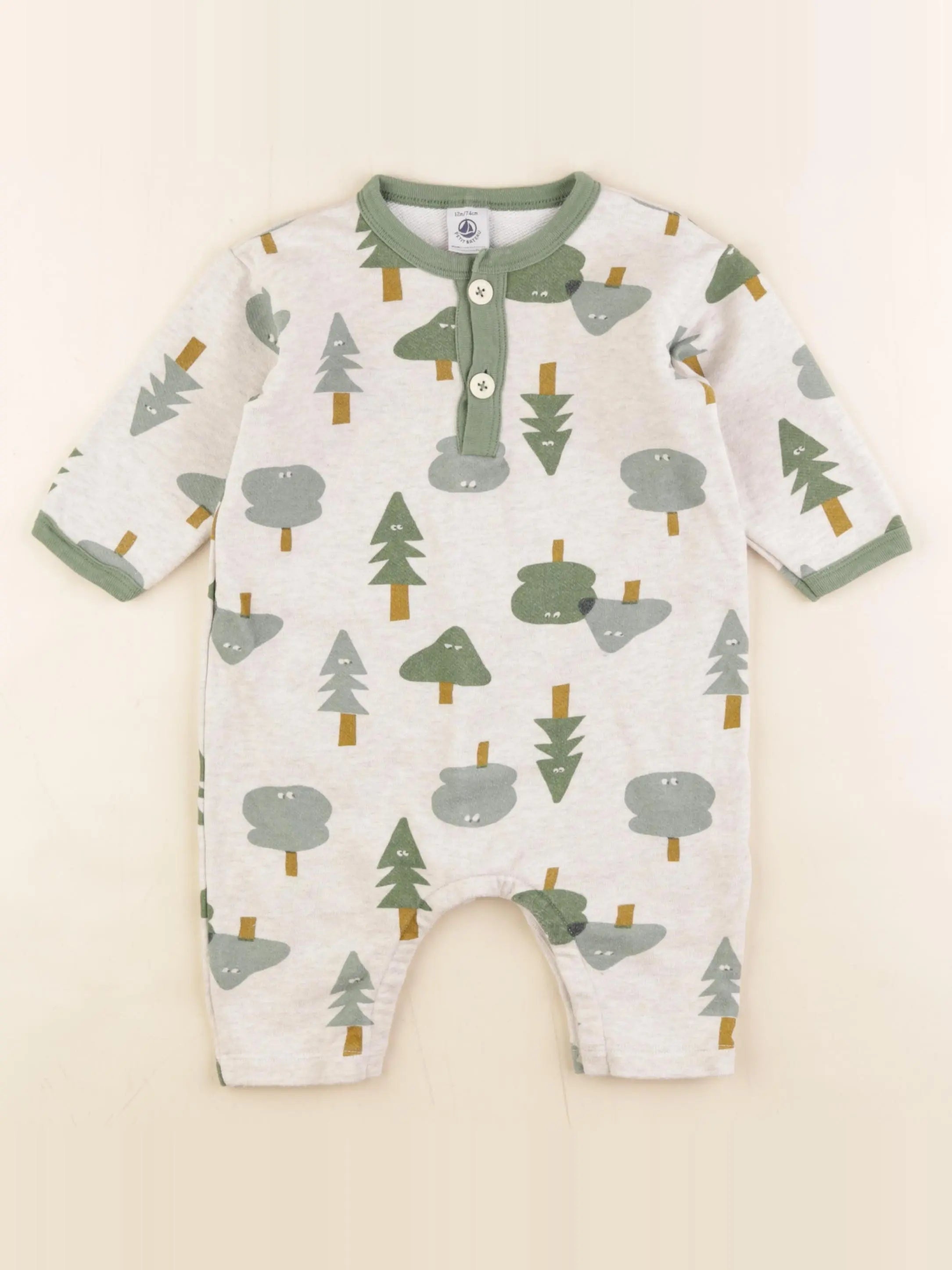 Petit Bateau - combinaison vert - 12 mois