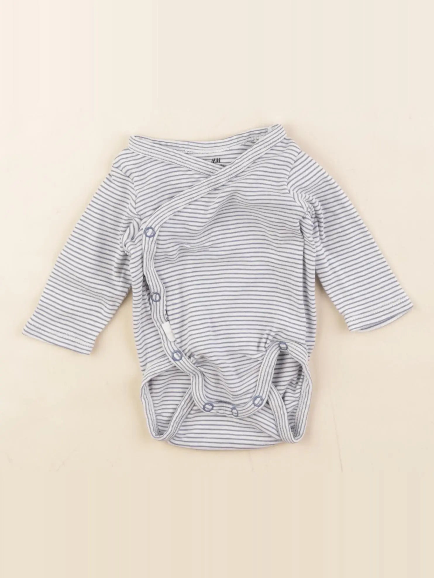 H&M - body blanc, bleu - 1/2 mois