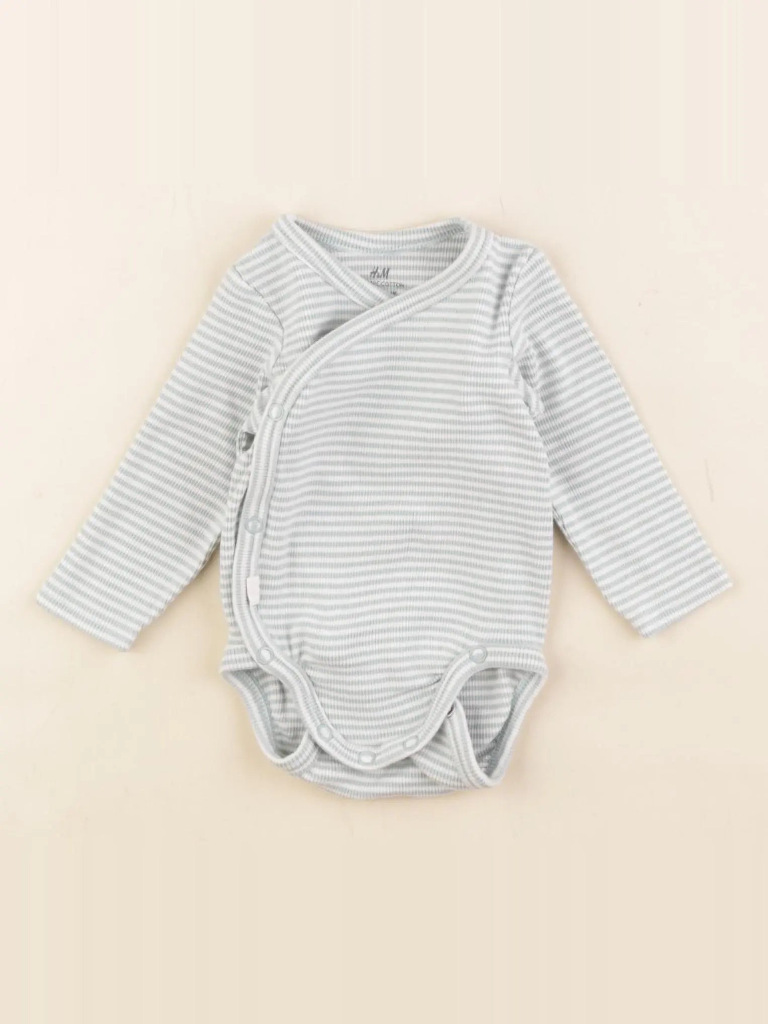 H&M - body blanc, bleu - 1/2 mois