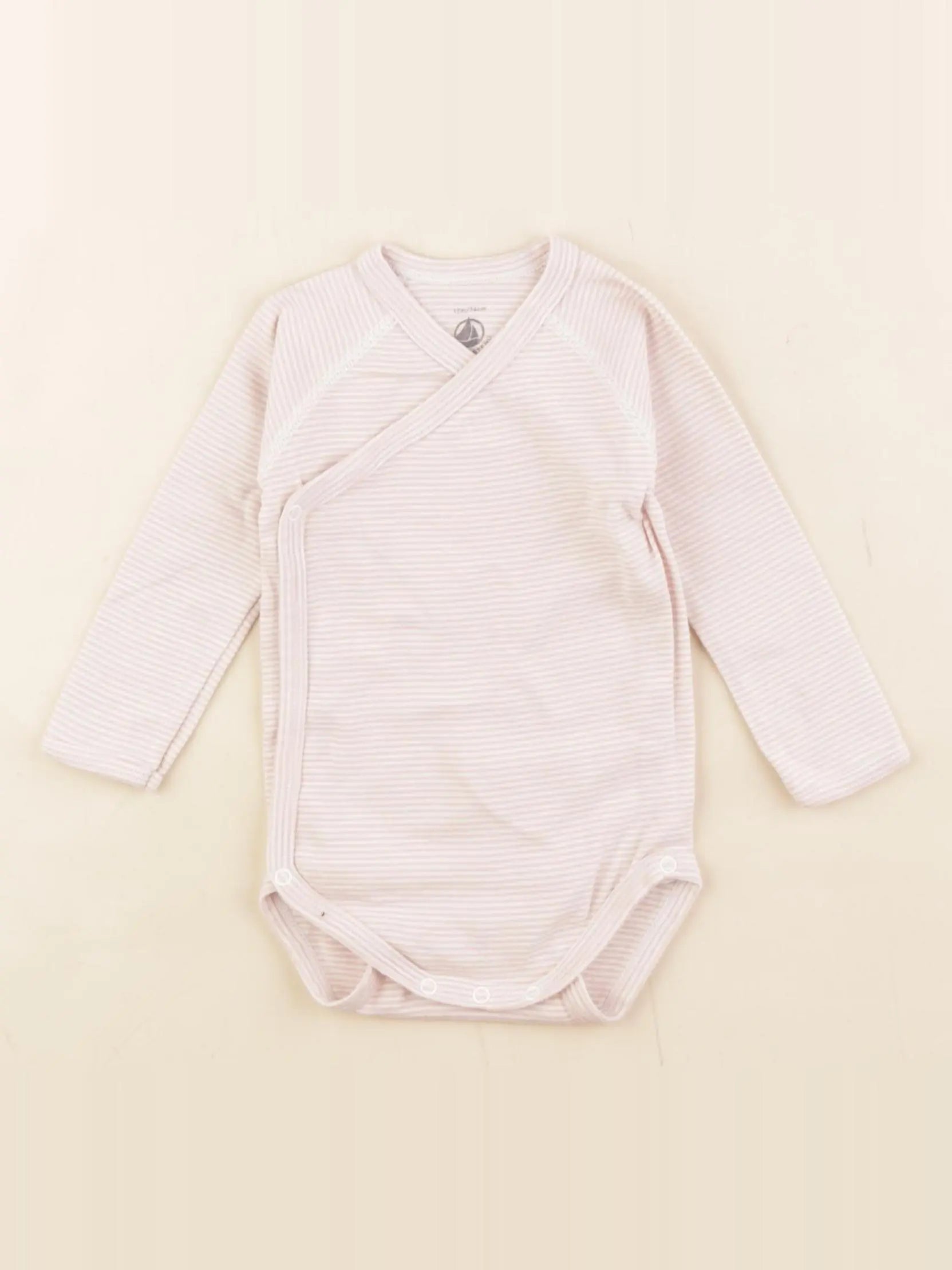 Petit Bateau - body blanc, rose - 12 mois