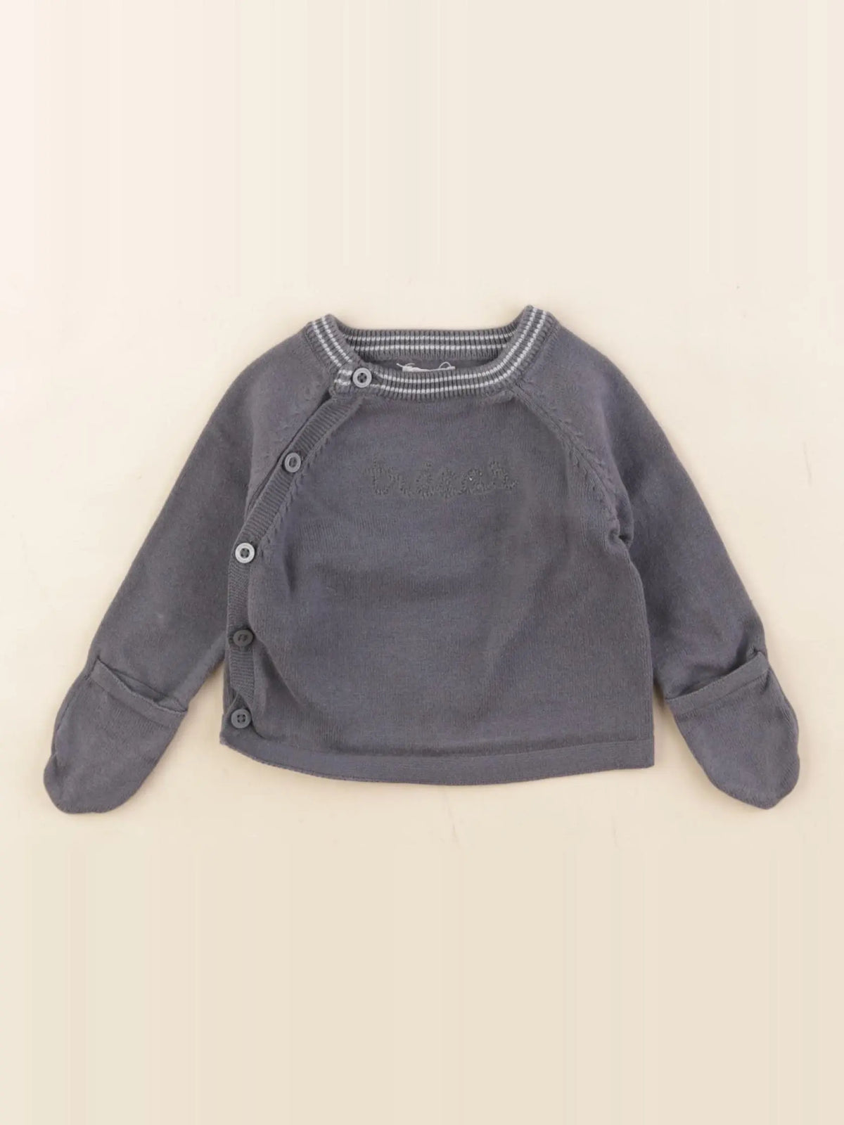 Vertbaudet - pull taupe - 3 mois