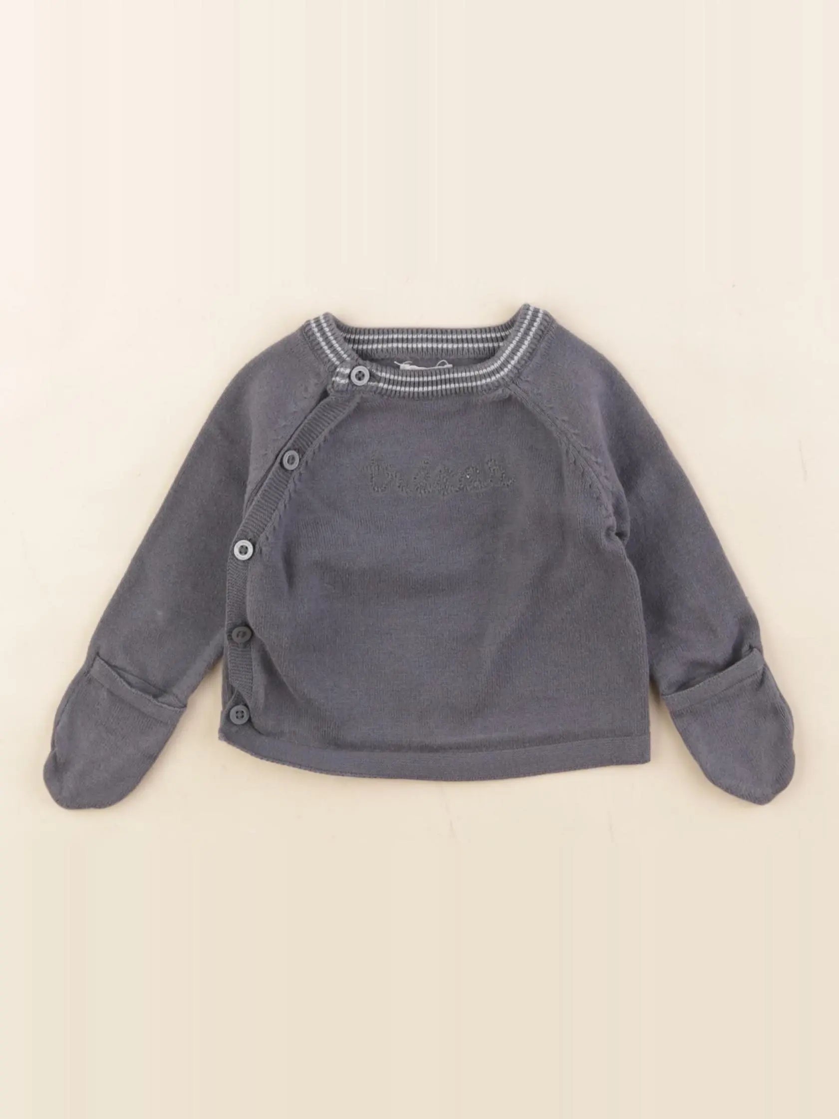 Vertbaudet - pull taupe - 3 mois