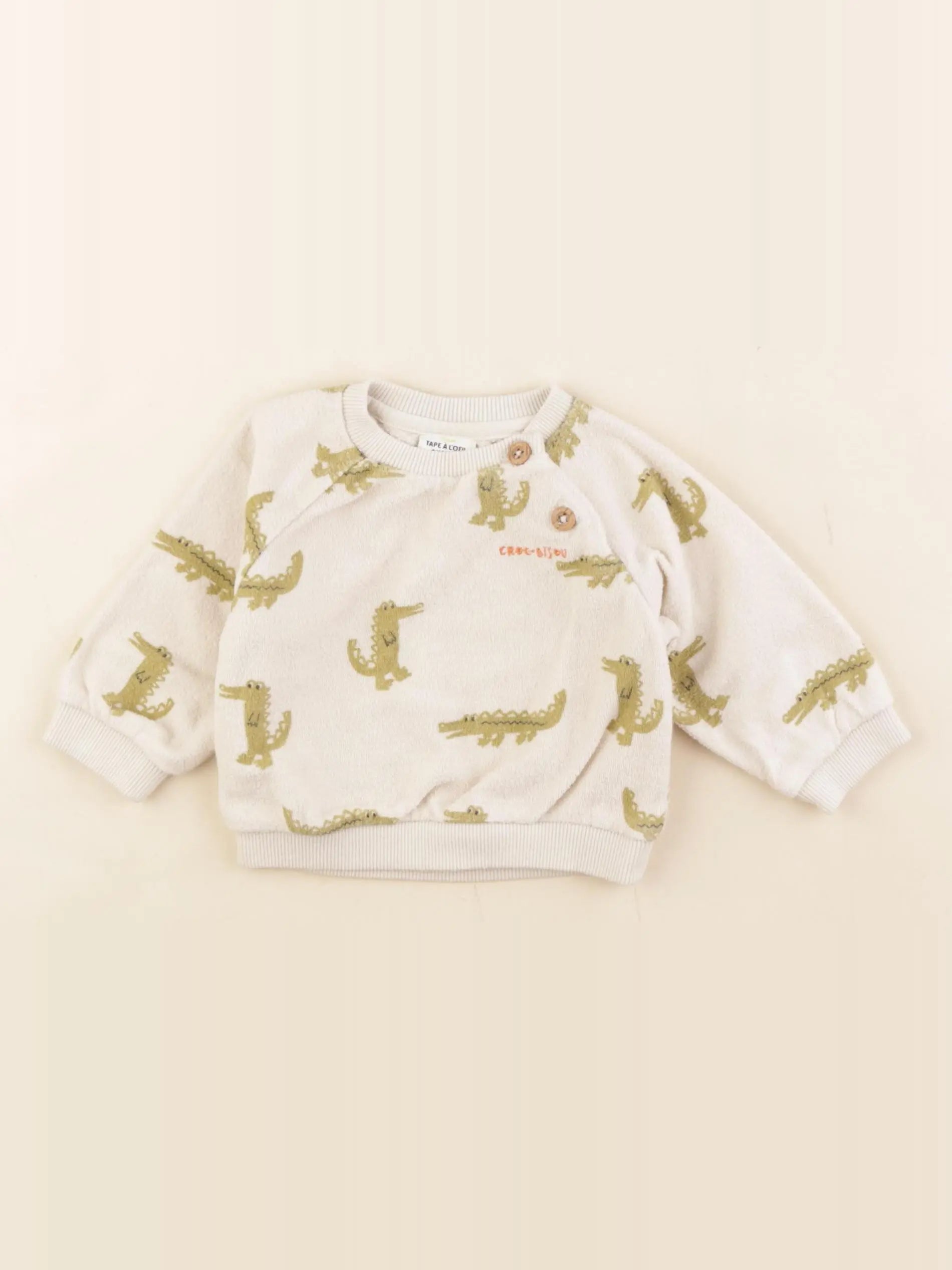 Tape à l'oeil - sweat éponge beige - 3 mois