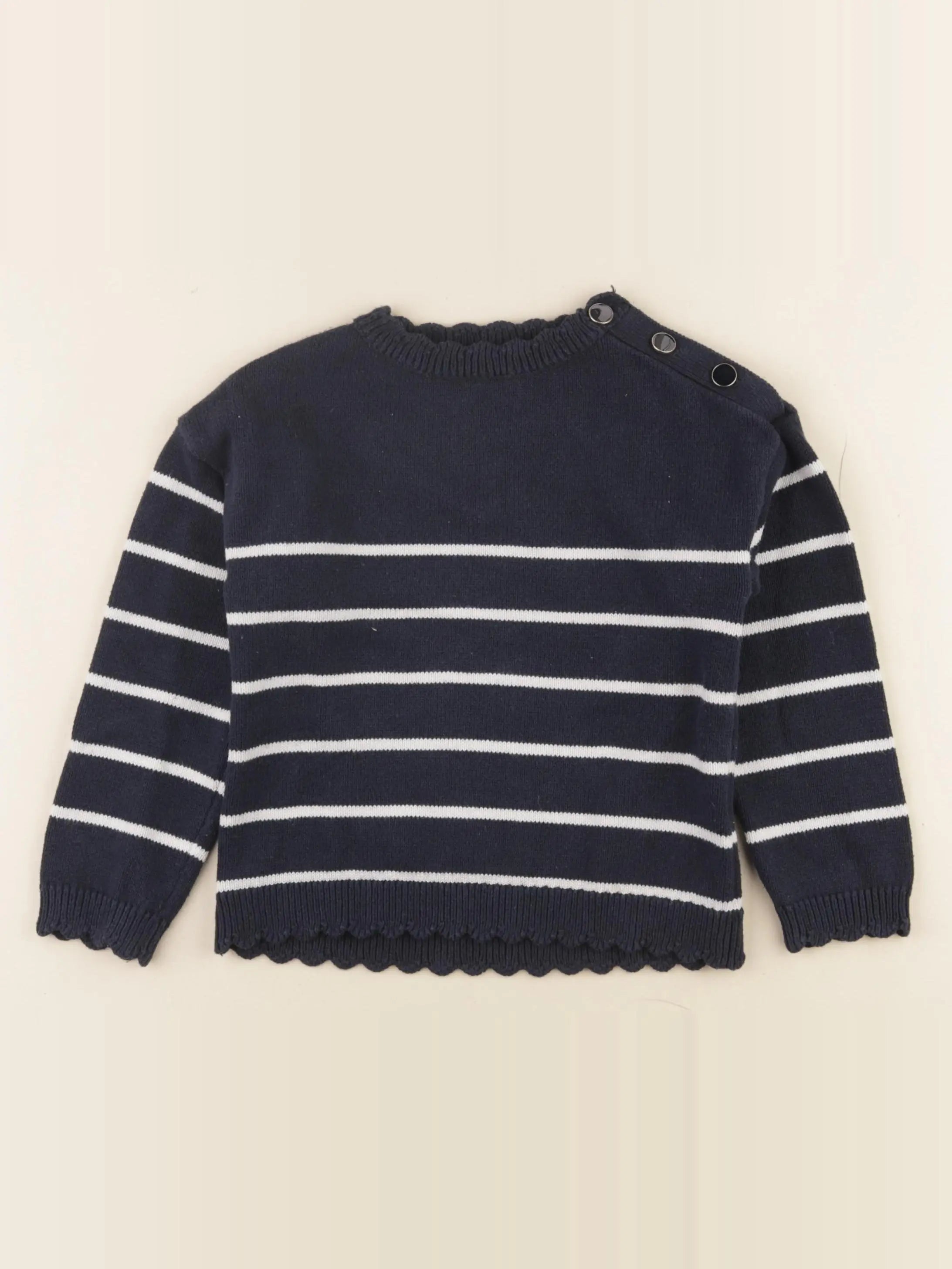 Vertbaudet - pull bleu, blanc - 5 ans
