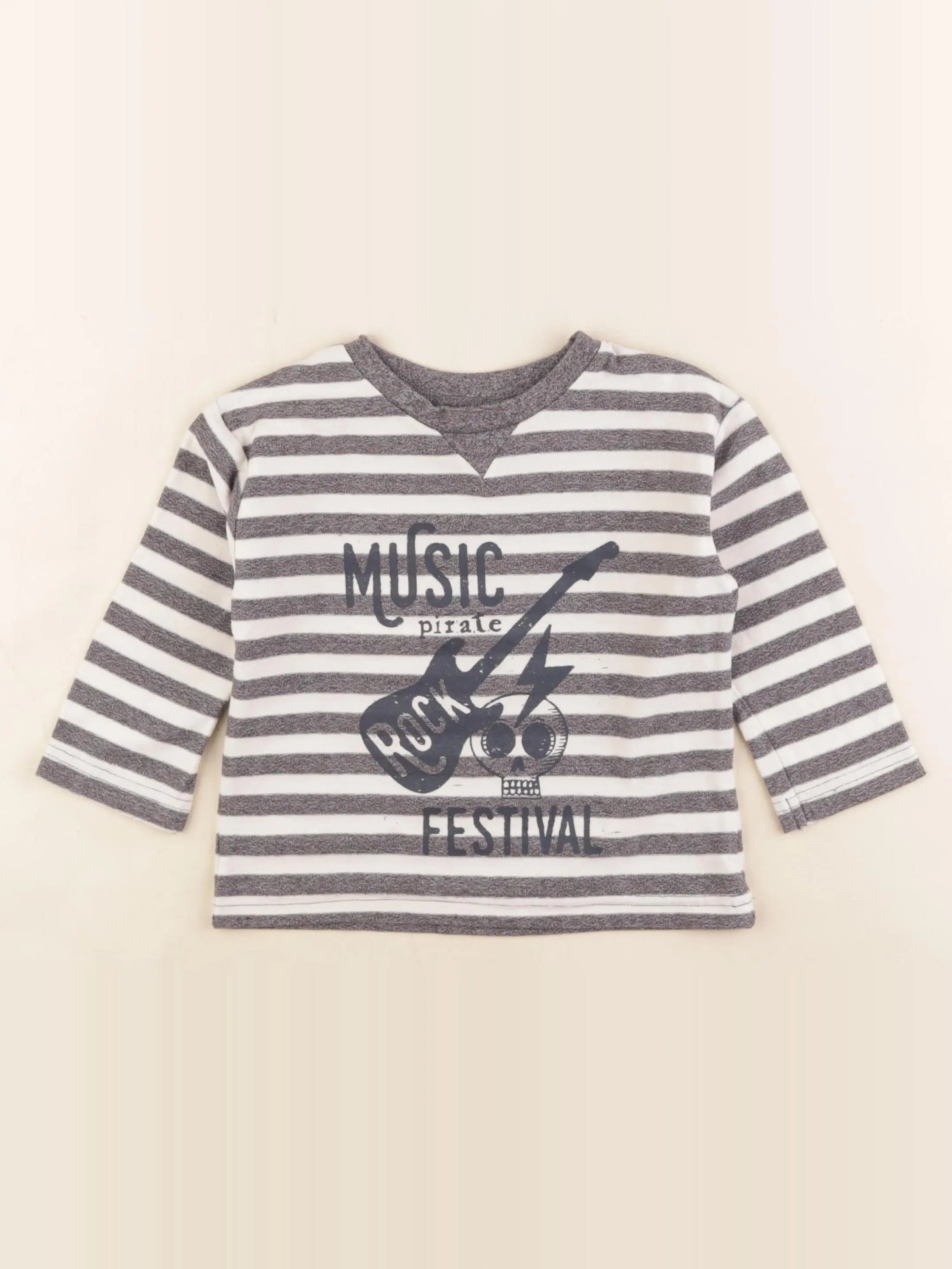 Vertbaudet - tee-shirt blanc, gris - 3 ans