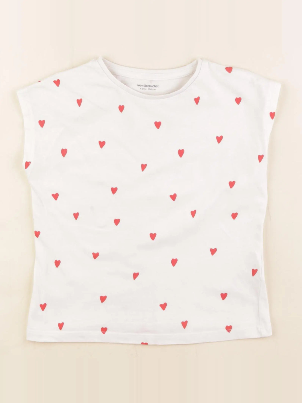 Vertbaudet - tee-shirt blanc, rouge - 4 ans