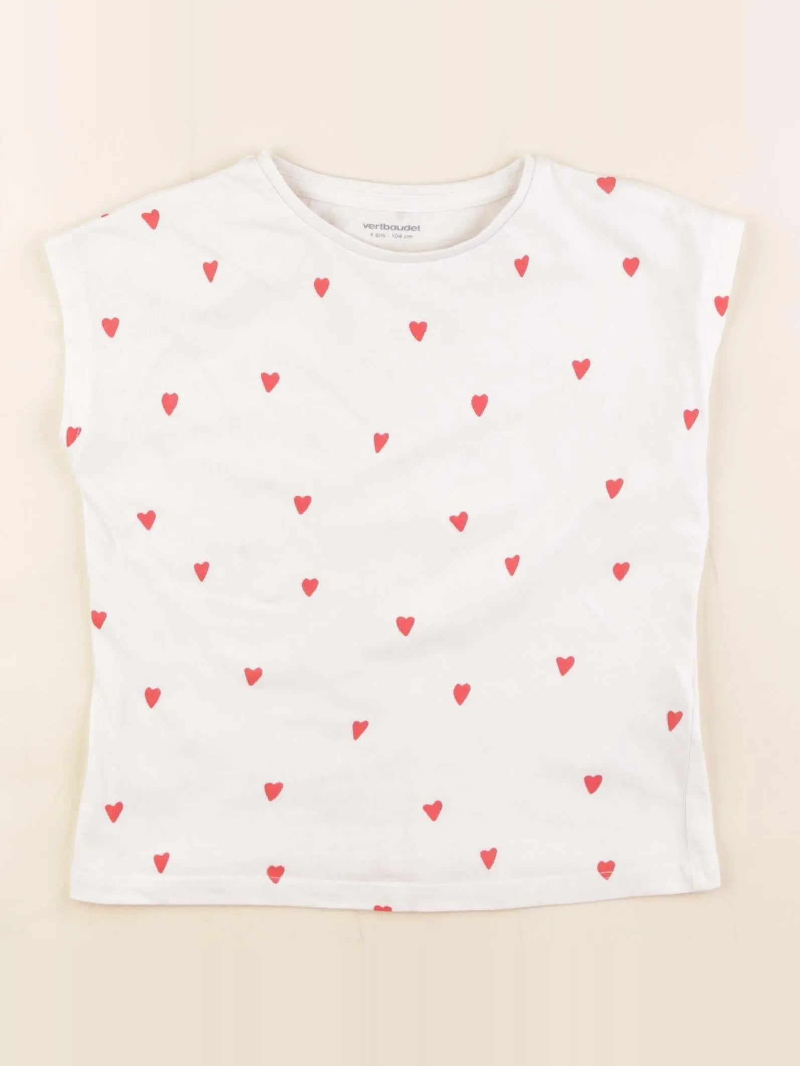 Vertbaudet - tee-shirt blanc, rouge - 4 ans