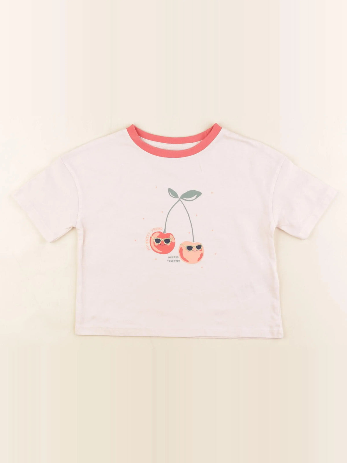 Vertbaudet - tee-shirt or, rose - 4 ans