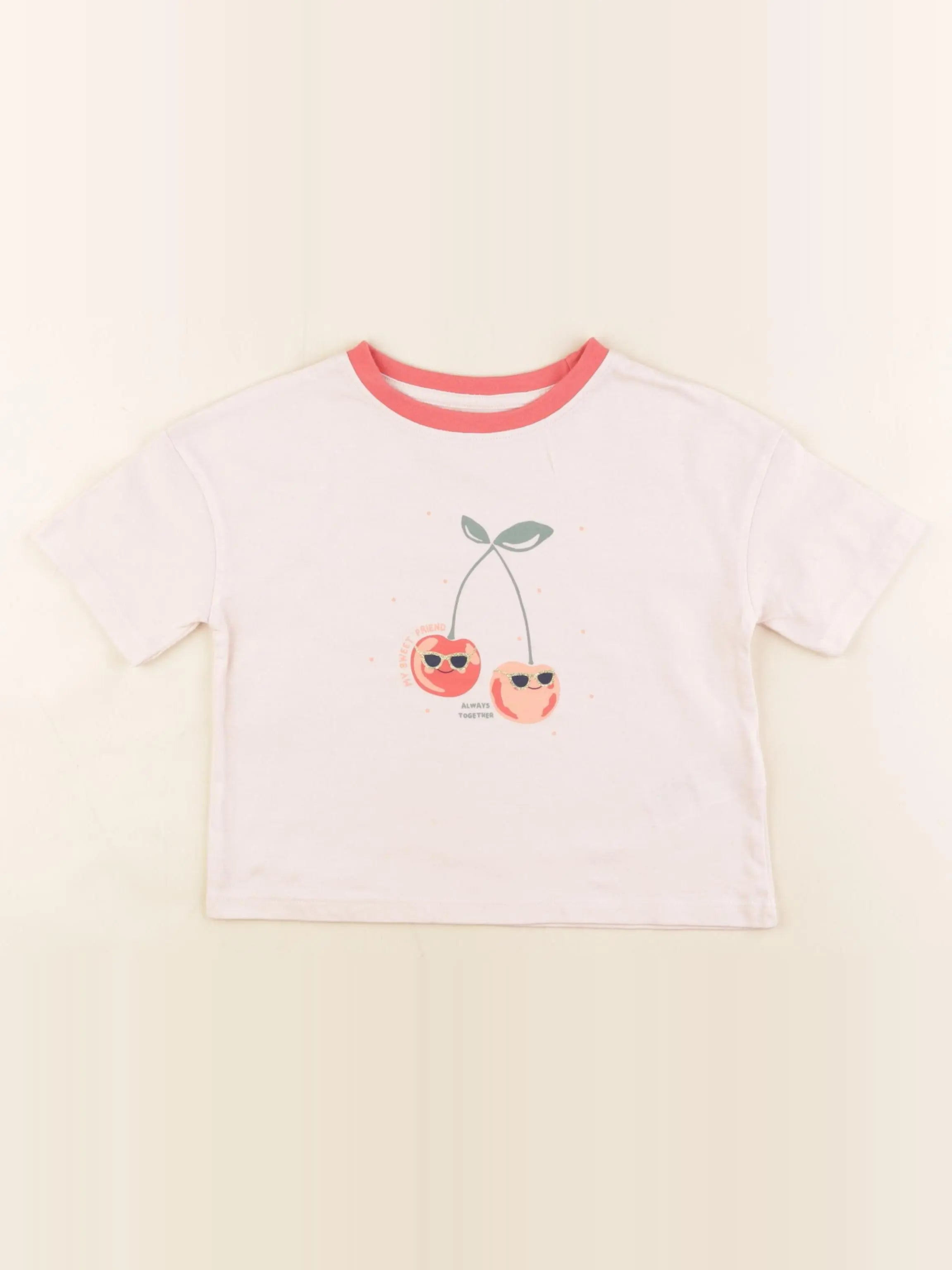 Vertbaudet - tee-shirt or, rose - 4 ans