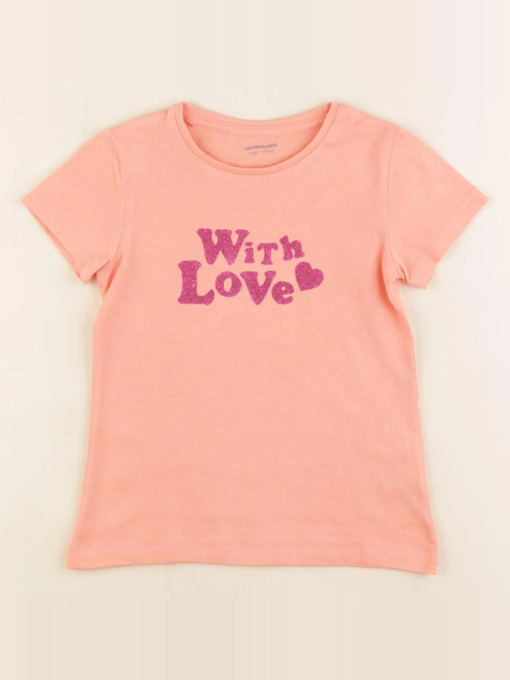 Vertbaudet - tee-shirt rose fluo - 4 ans
