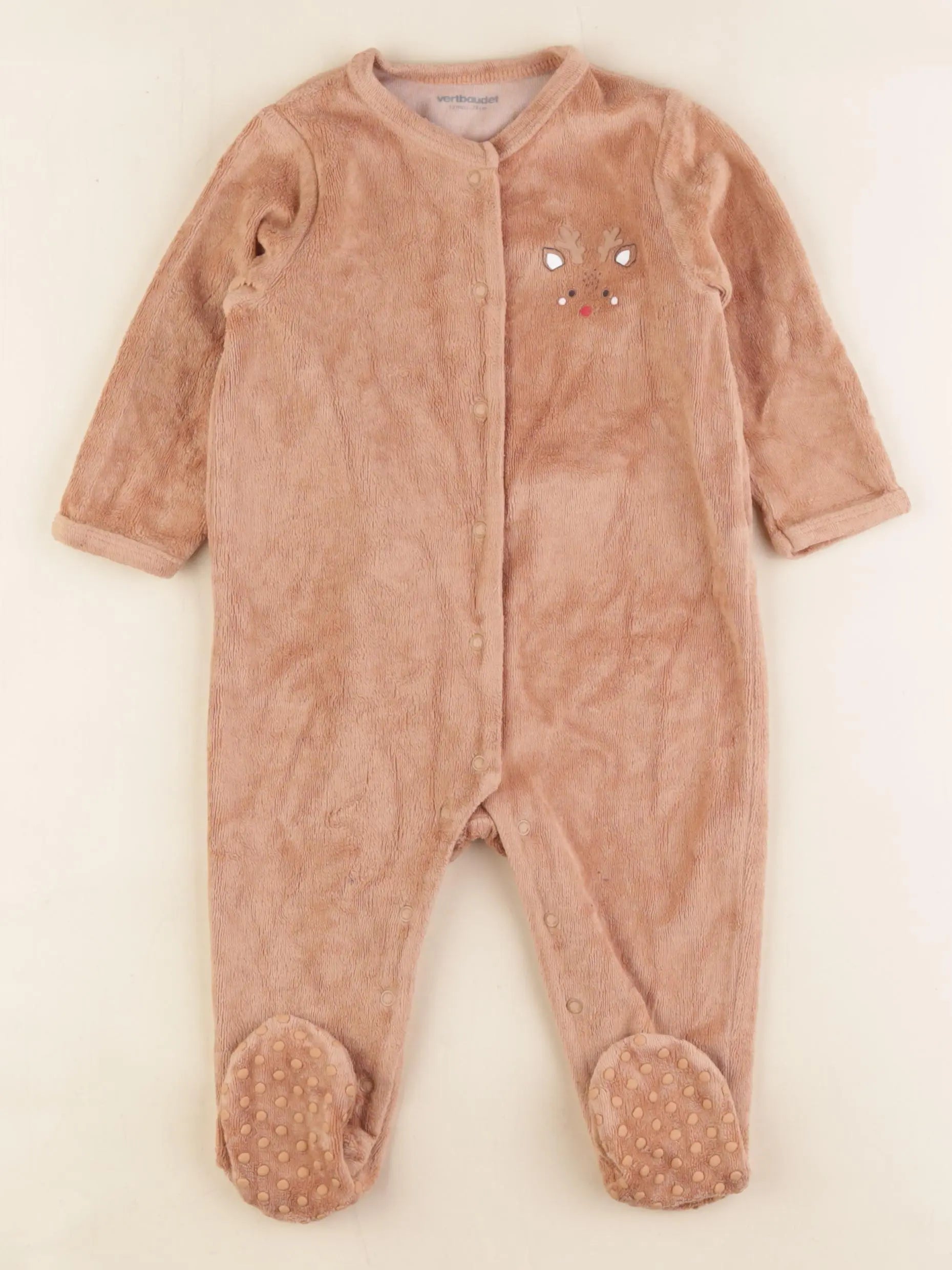 Vertbaudet - pyjama velours marron - 12 mois