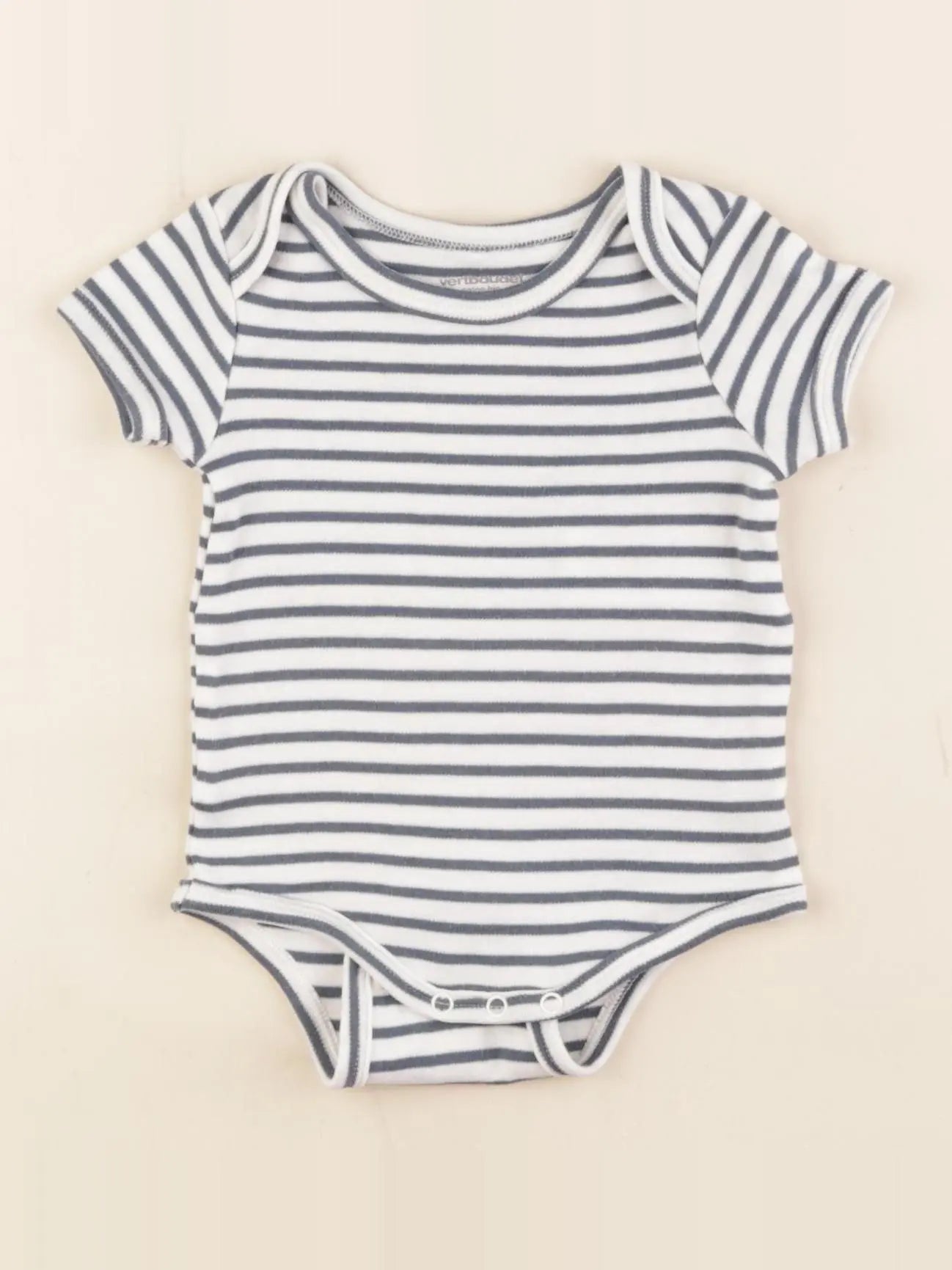 Vertbaudet - body blanc, bleu - 6 mois