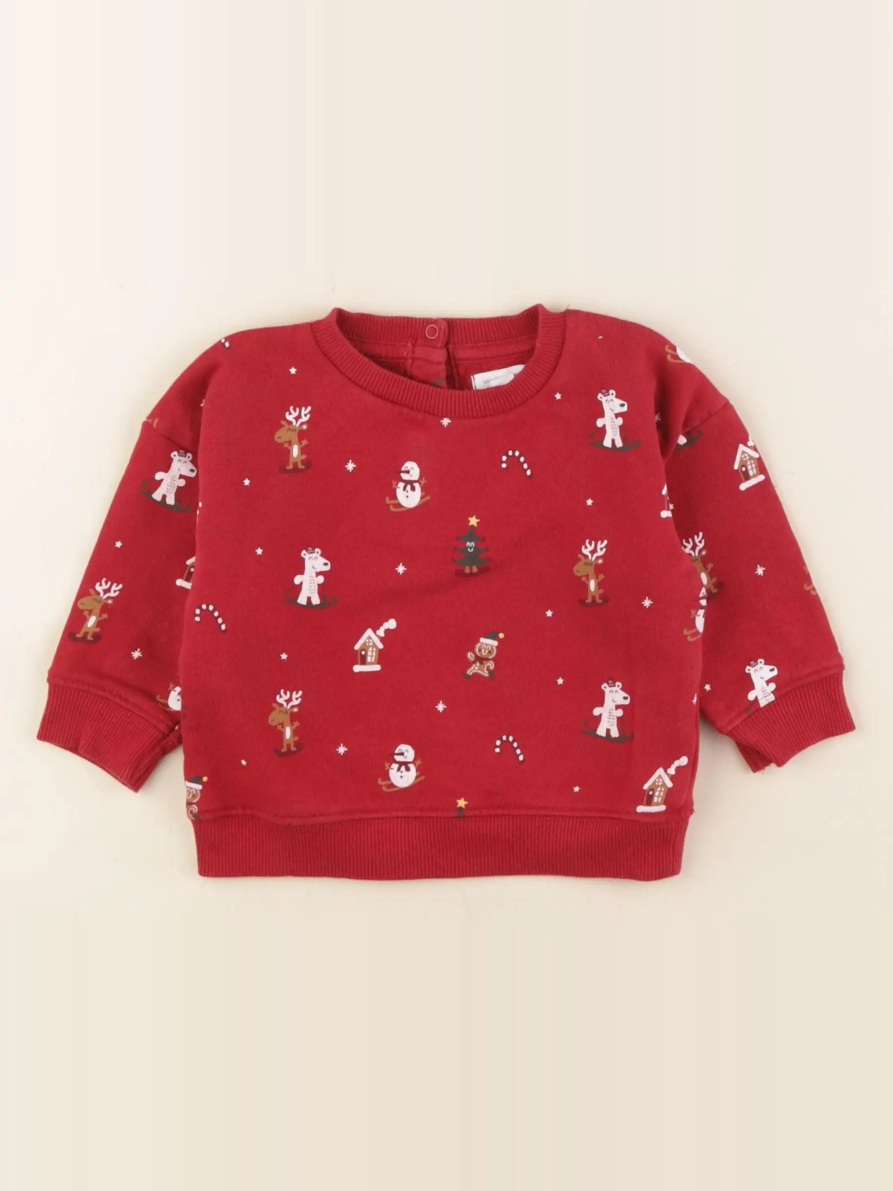 Vertbaudet - sweat rouge - 12 mois