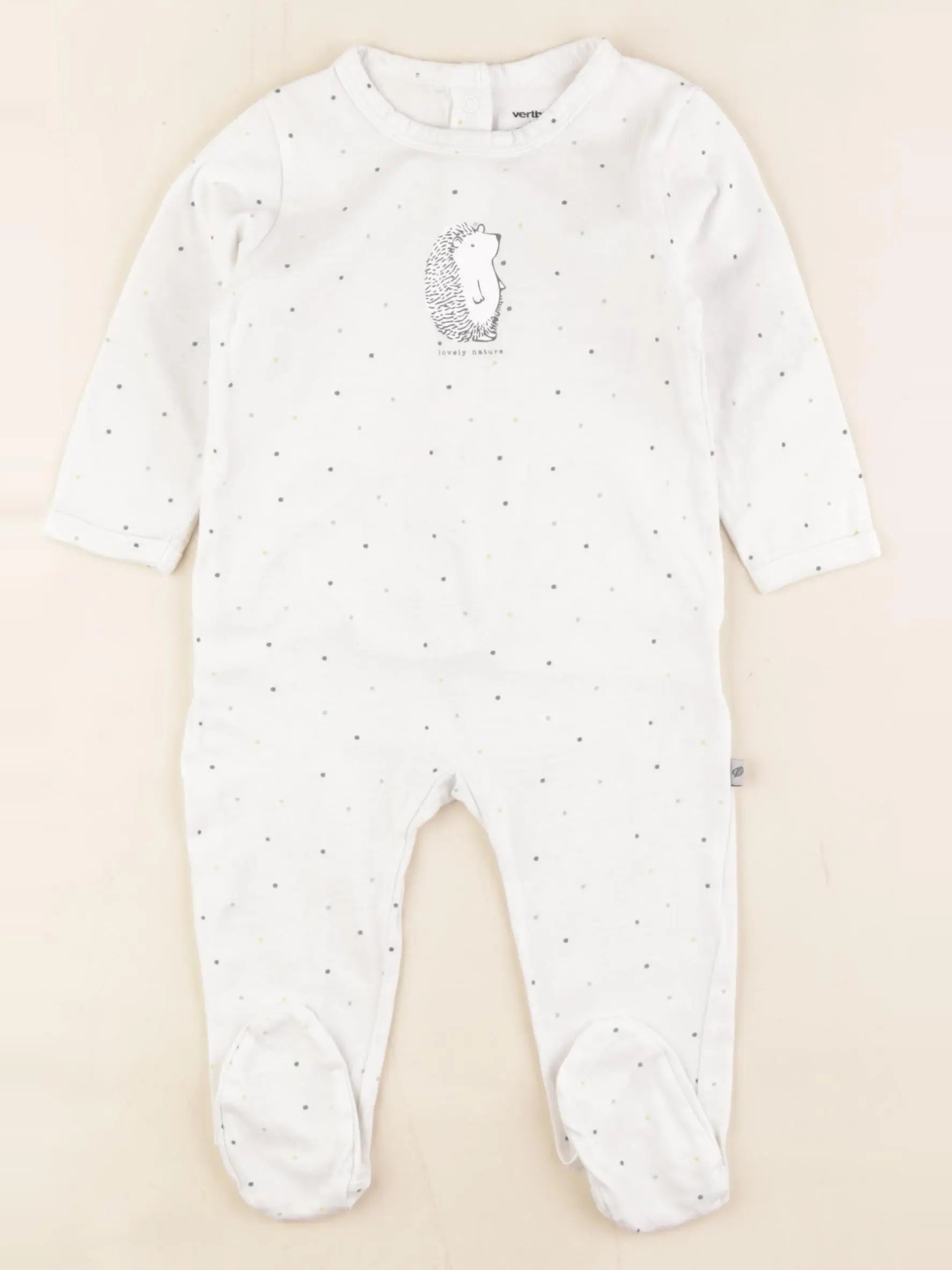 Vertbaudet - pyjama coton blanc - 9 mois