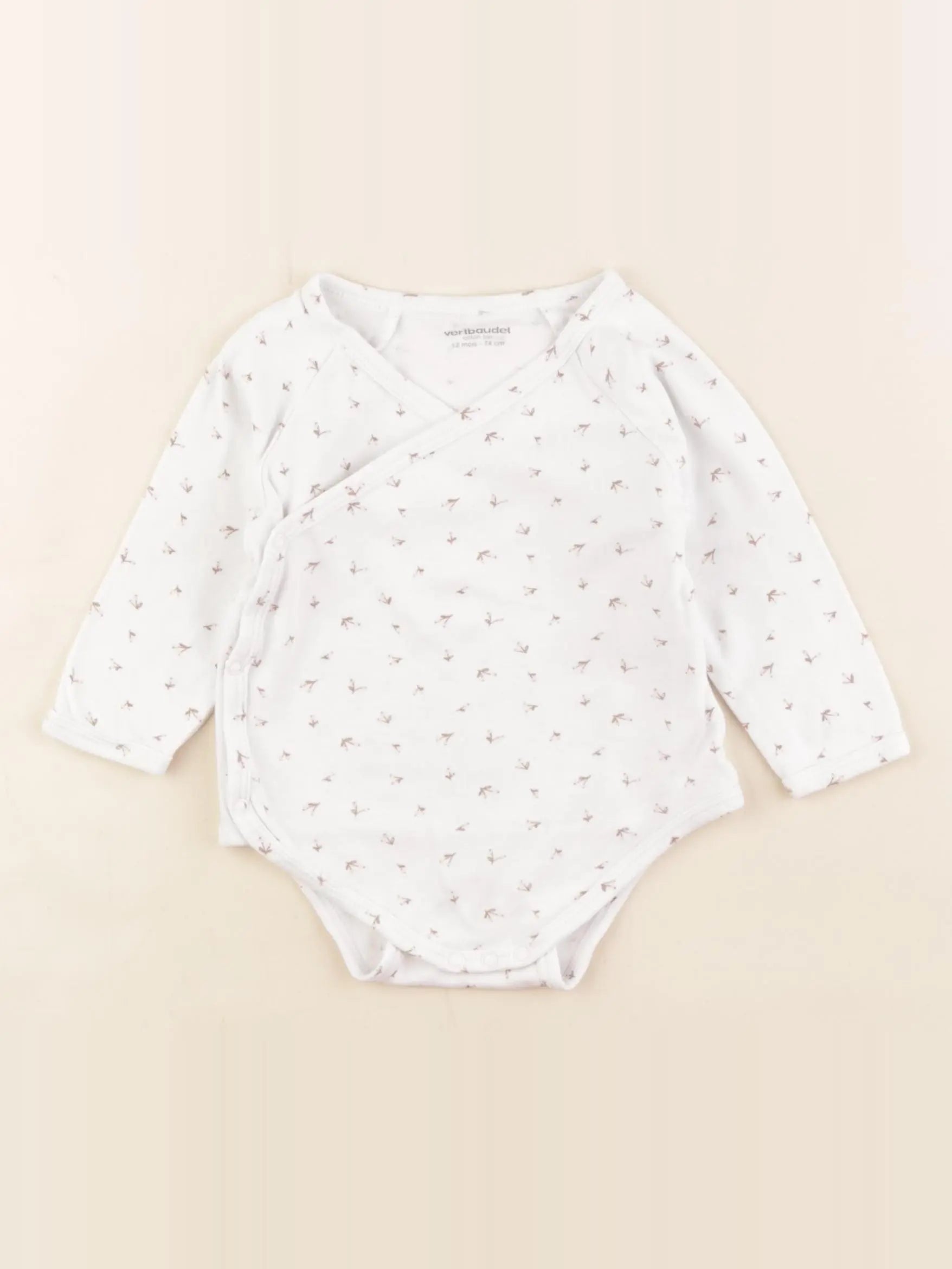 Vertbaudet - body blanc, rose - 12 mois