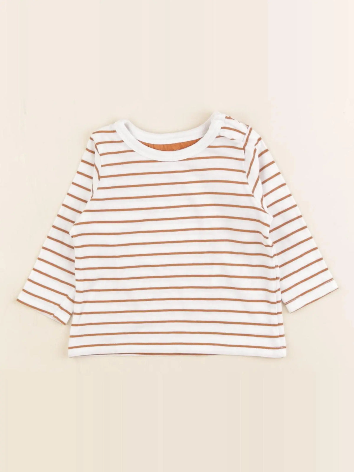 Vertbaudet - tee-shirt blanc, marron - 3 mois