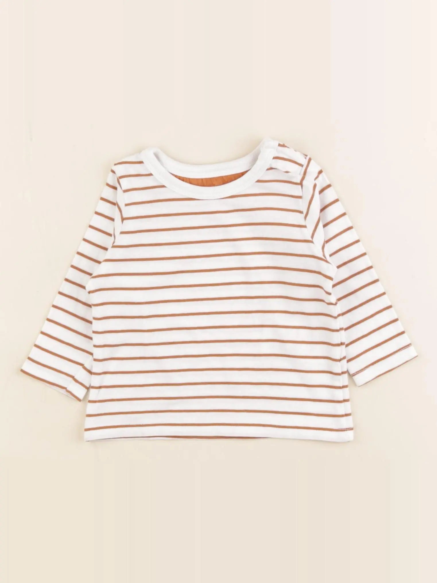 Vertbaudet - tee-shirt blanc, marron - 3 mois