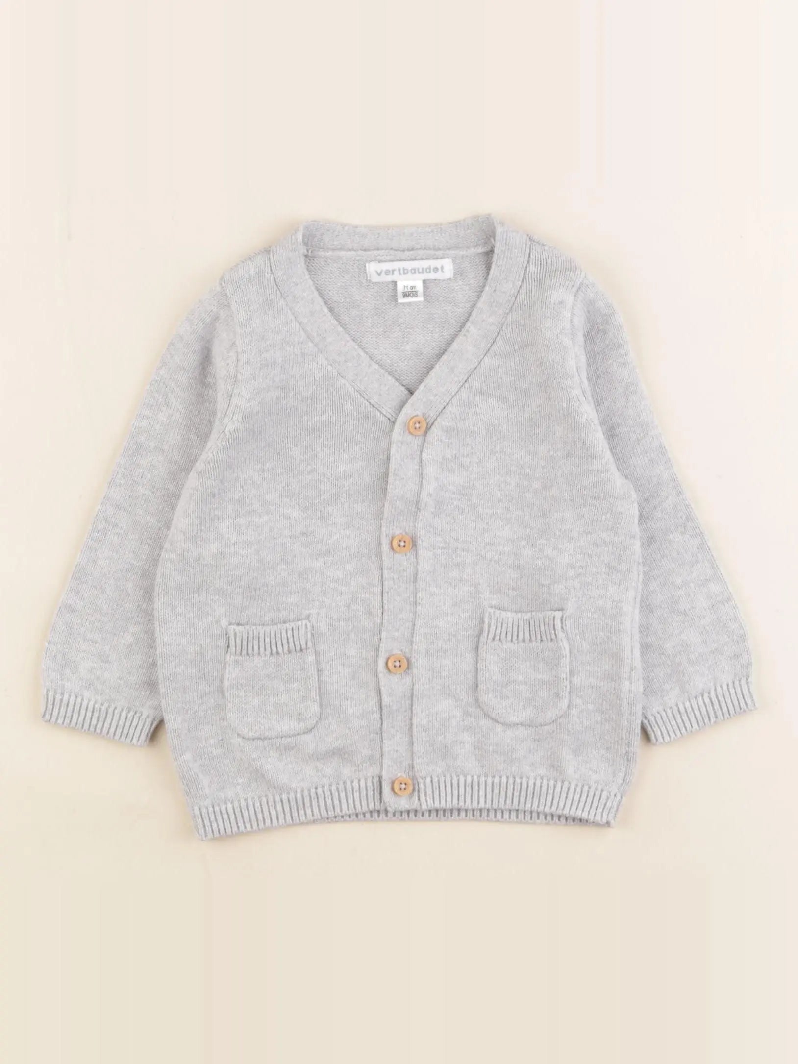 Vertbaudet - gilet gris - 9 mois