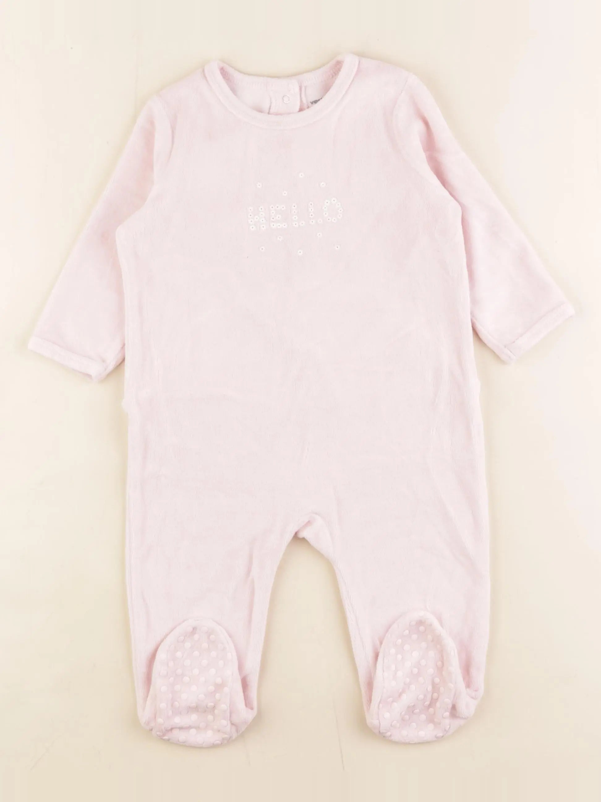 Vertbaudet - pyjama velours rose - 12 mois