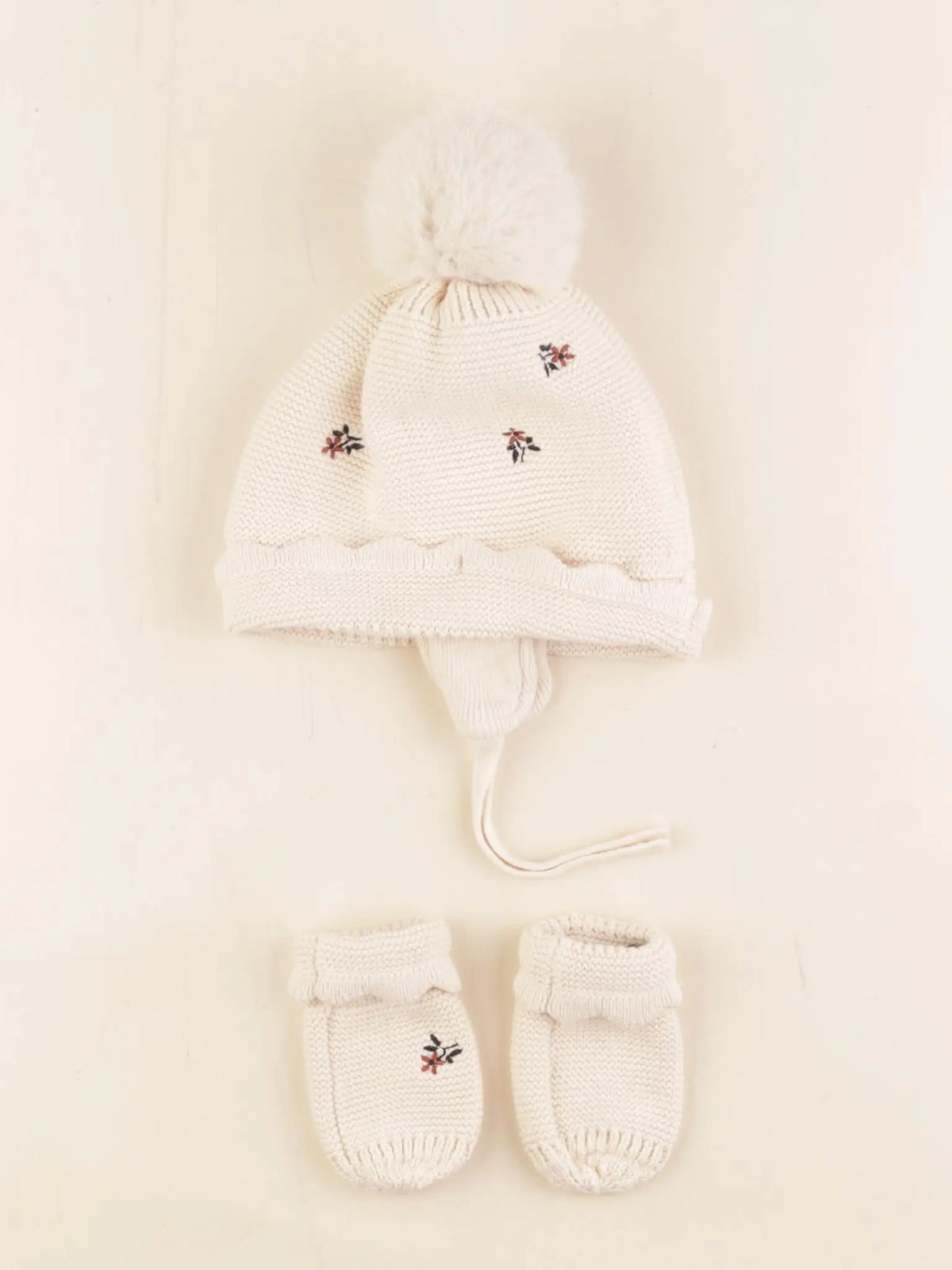 Vertbaudet - ensemble bonnet/moufles beige - 12/18 mois