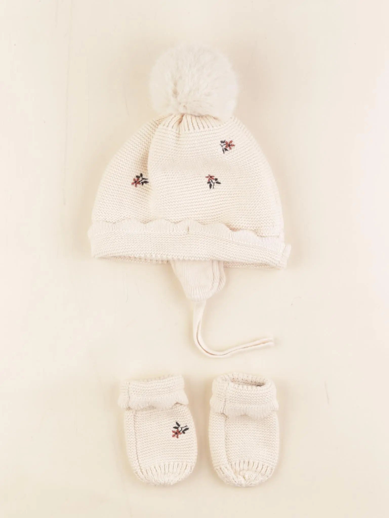 Vertbaudet - ensemble bonnet/moufles beige - 12/18 mois