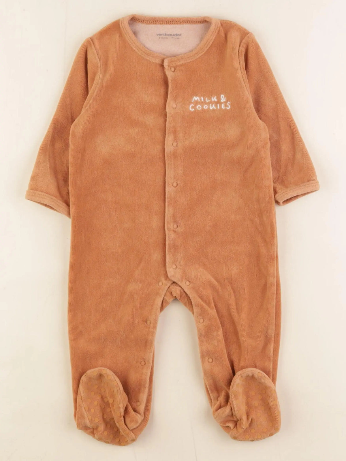 Vertbaudet - pyjama velours marron - 9 mois