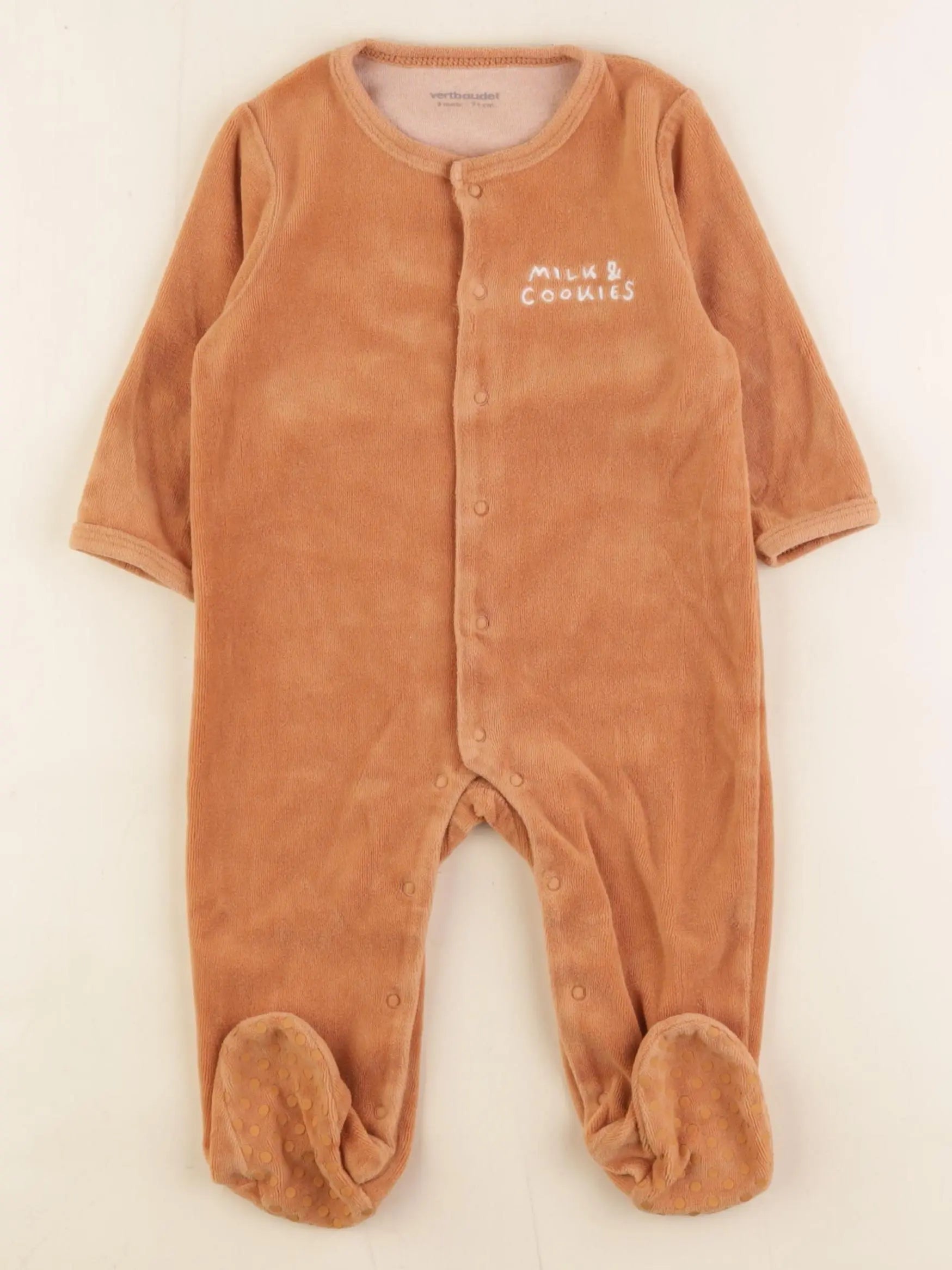 Vertbaudet - pyjama velours marron - 9 mois