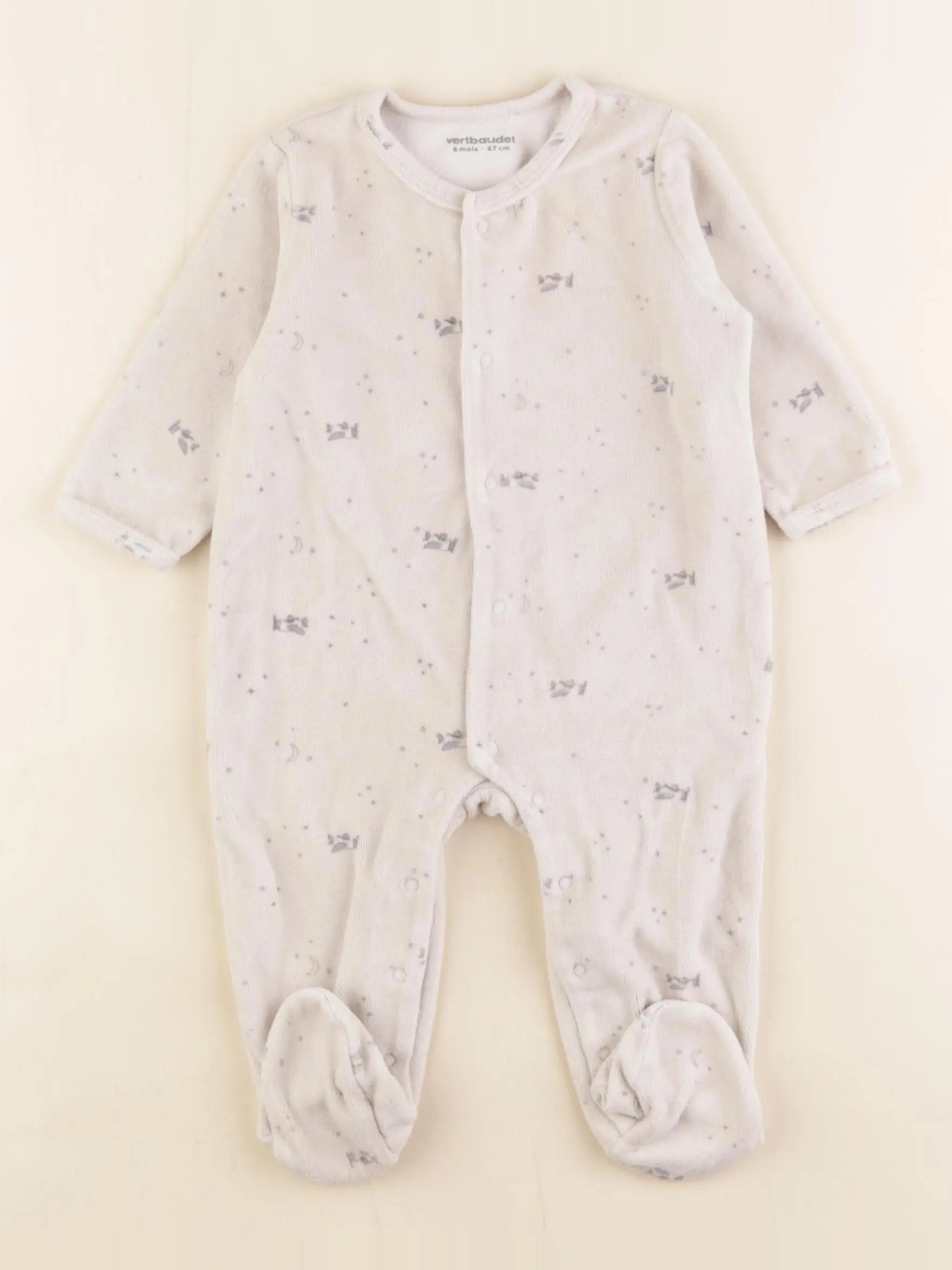 Vertbaudet - pyjama velours beige - 6 mois