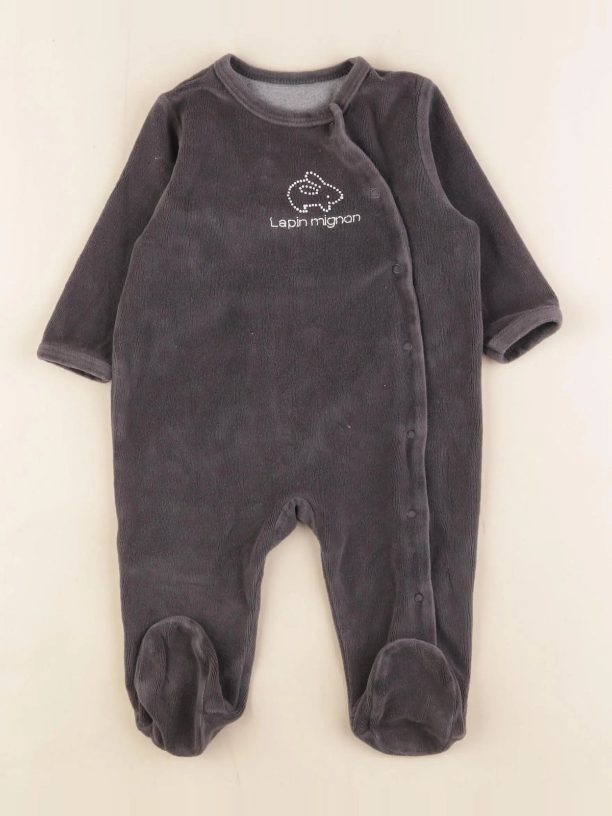 Vertbaudet - pyjama velours gris - 6 mois