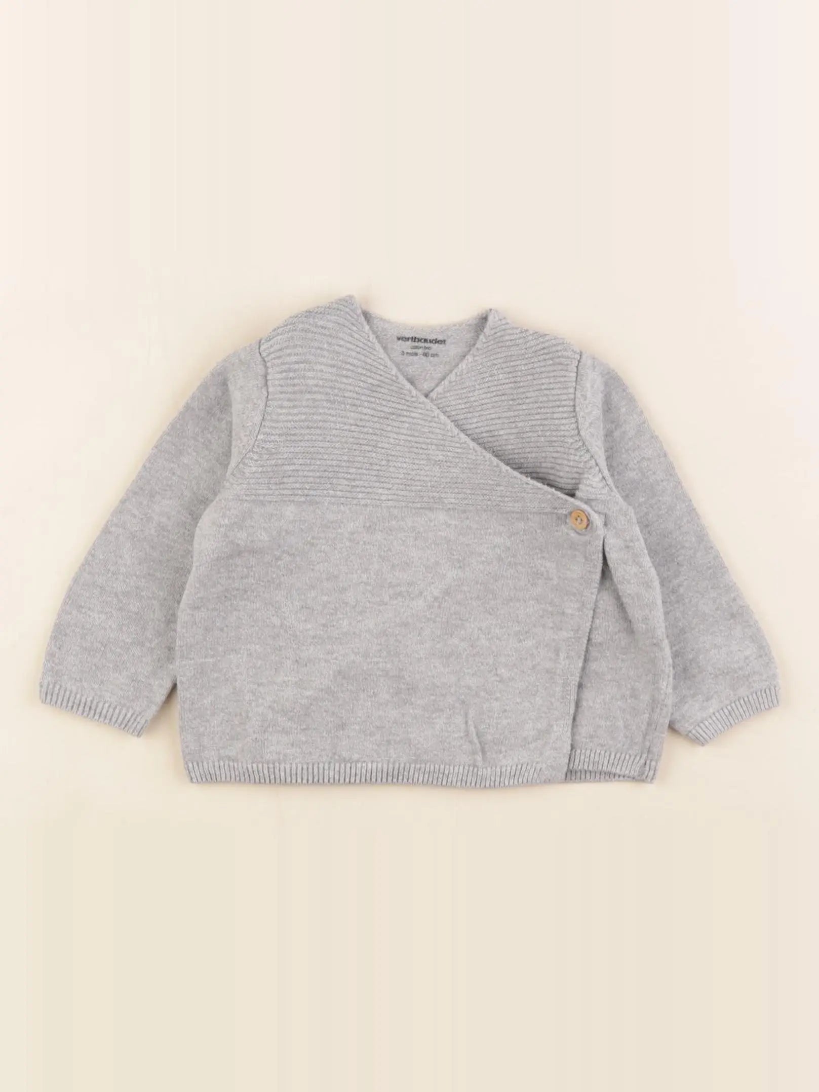 Vertbaudet - gilet gris - 3 mois