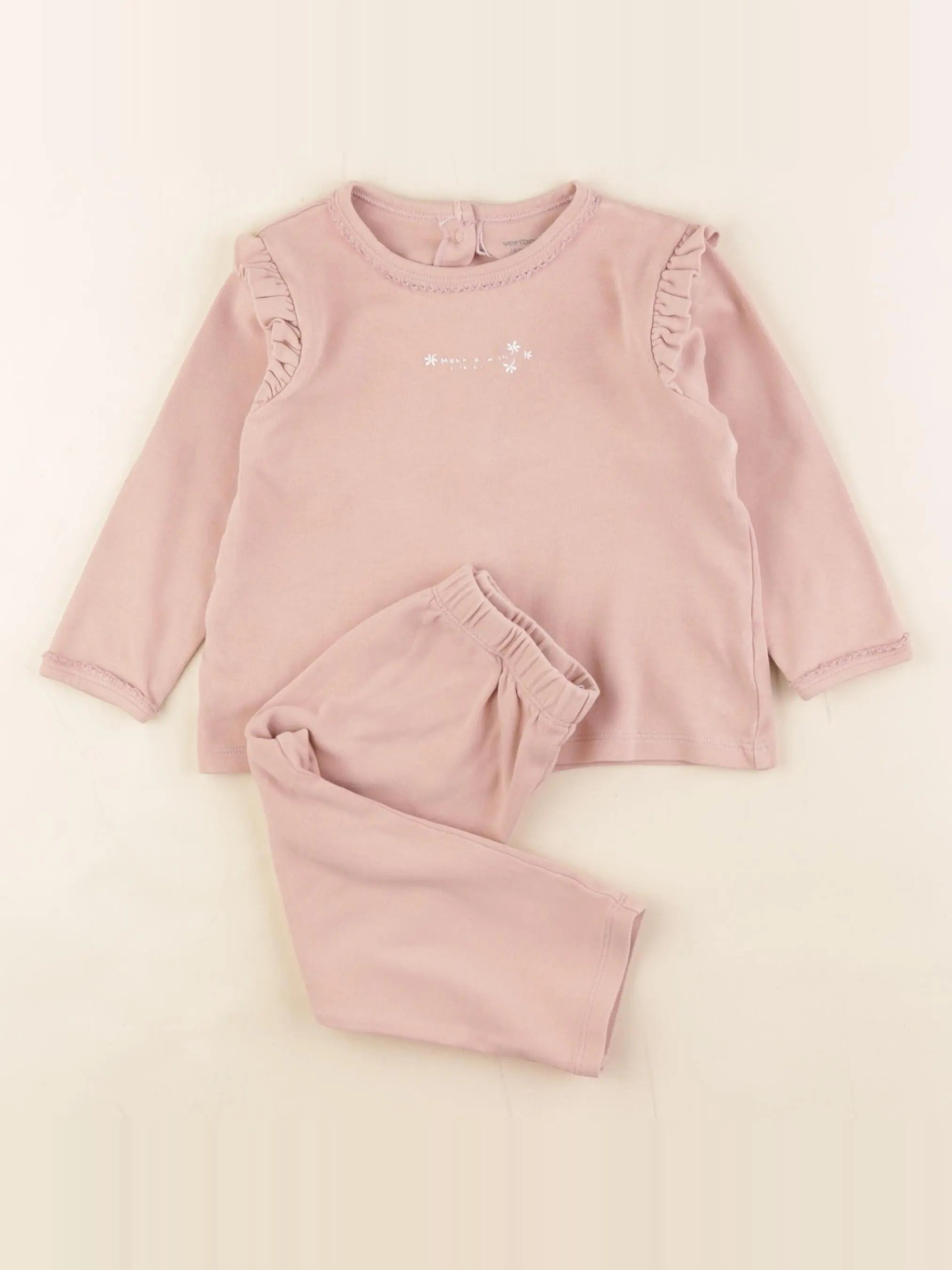Vertbaudet - pyjama coton rose - 24 mois