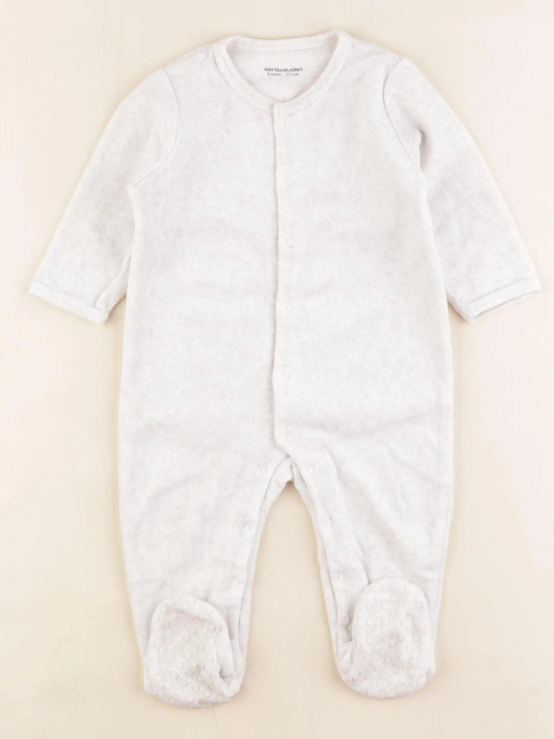 Vertbaudet - pyjama velours blanc - 9 mois