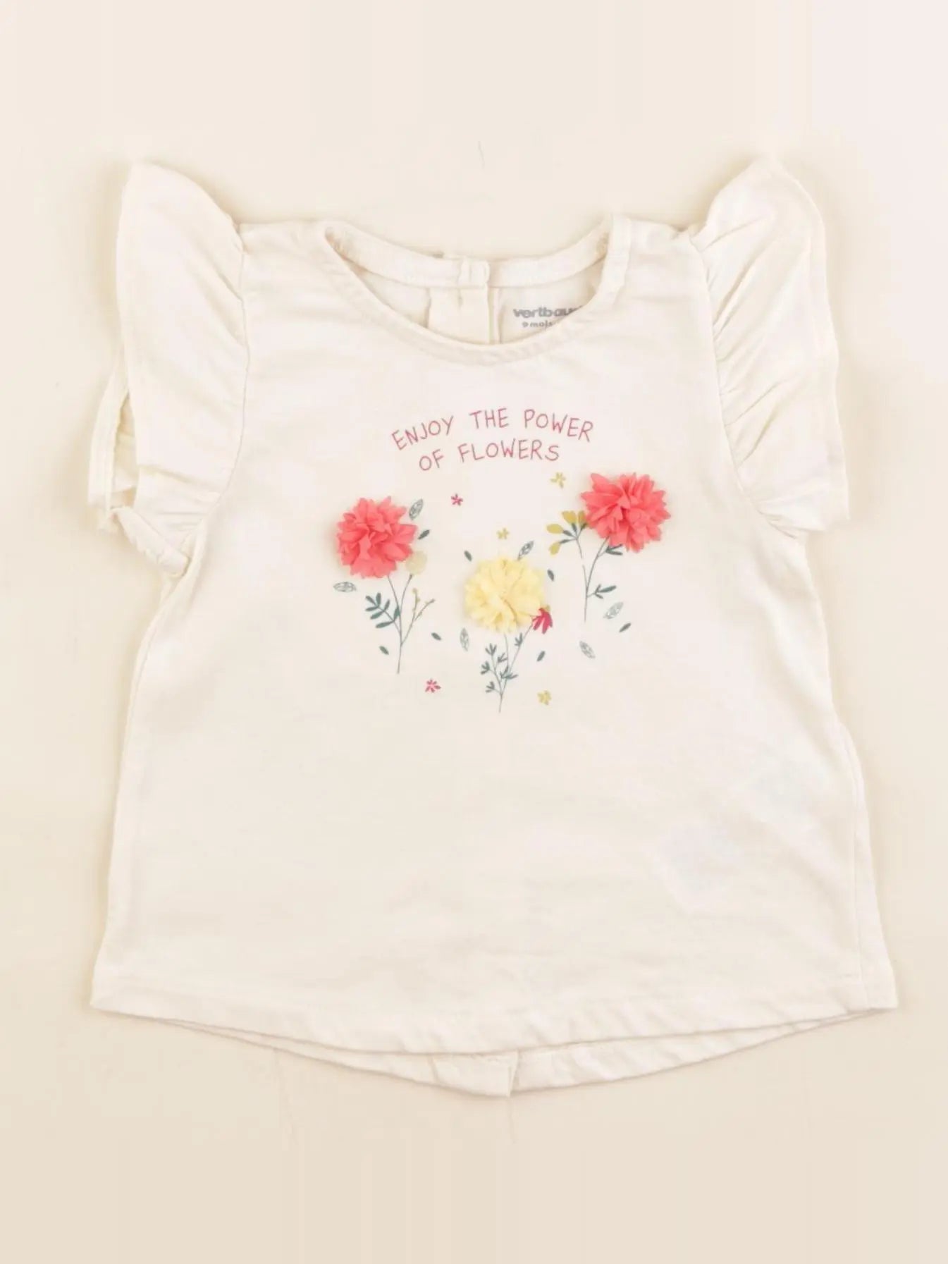 Vertbaudet - tee-shirt beige - 9 mois