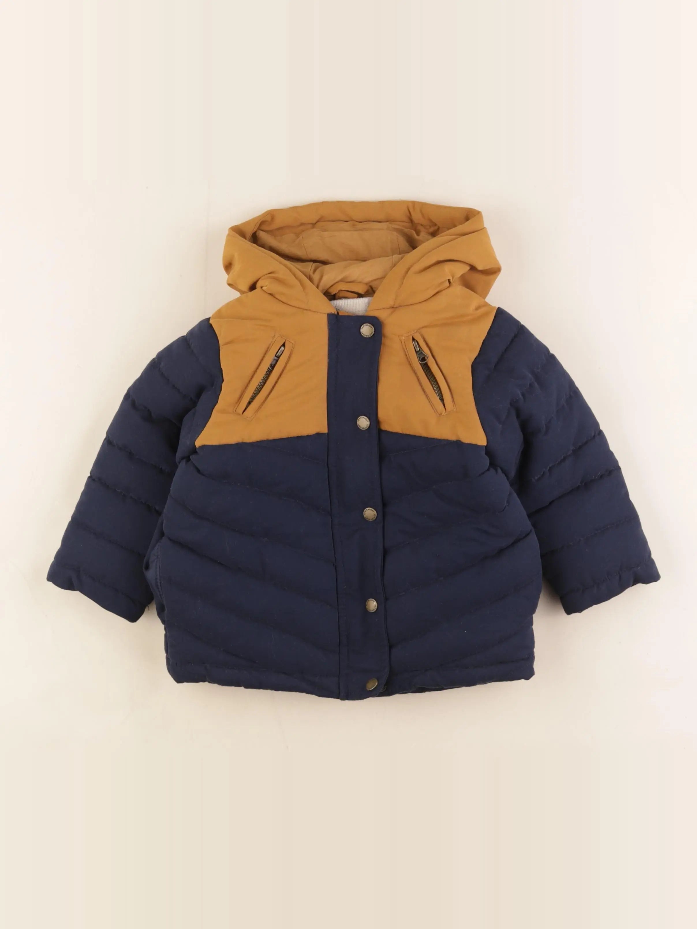 Vertbaudet - manteau doublure amovible bleu, marron - 18 mois