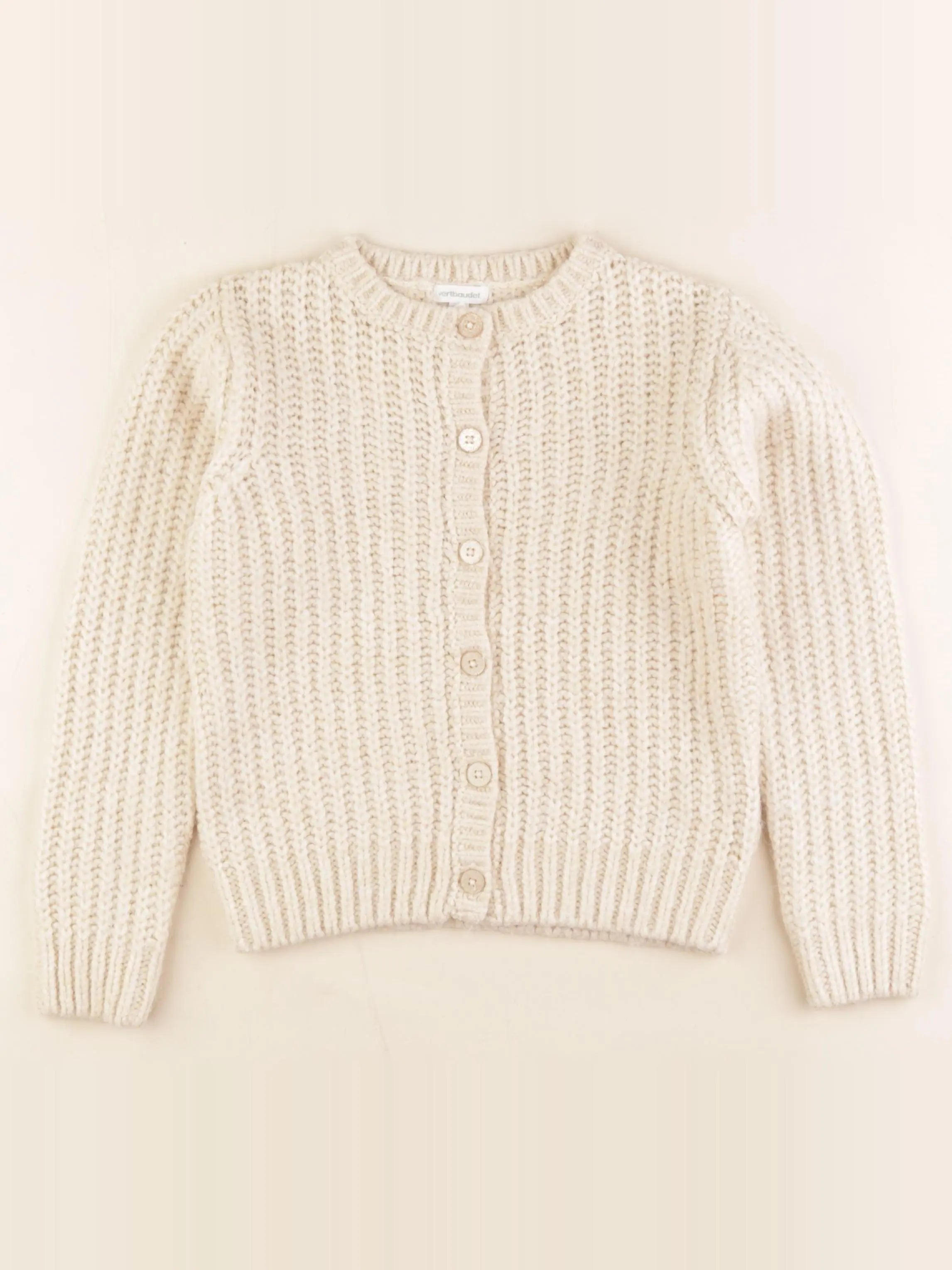 Vertbaudet - gilet beige - 8 ans