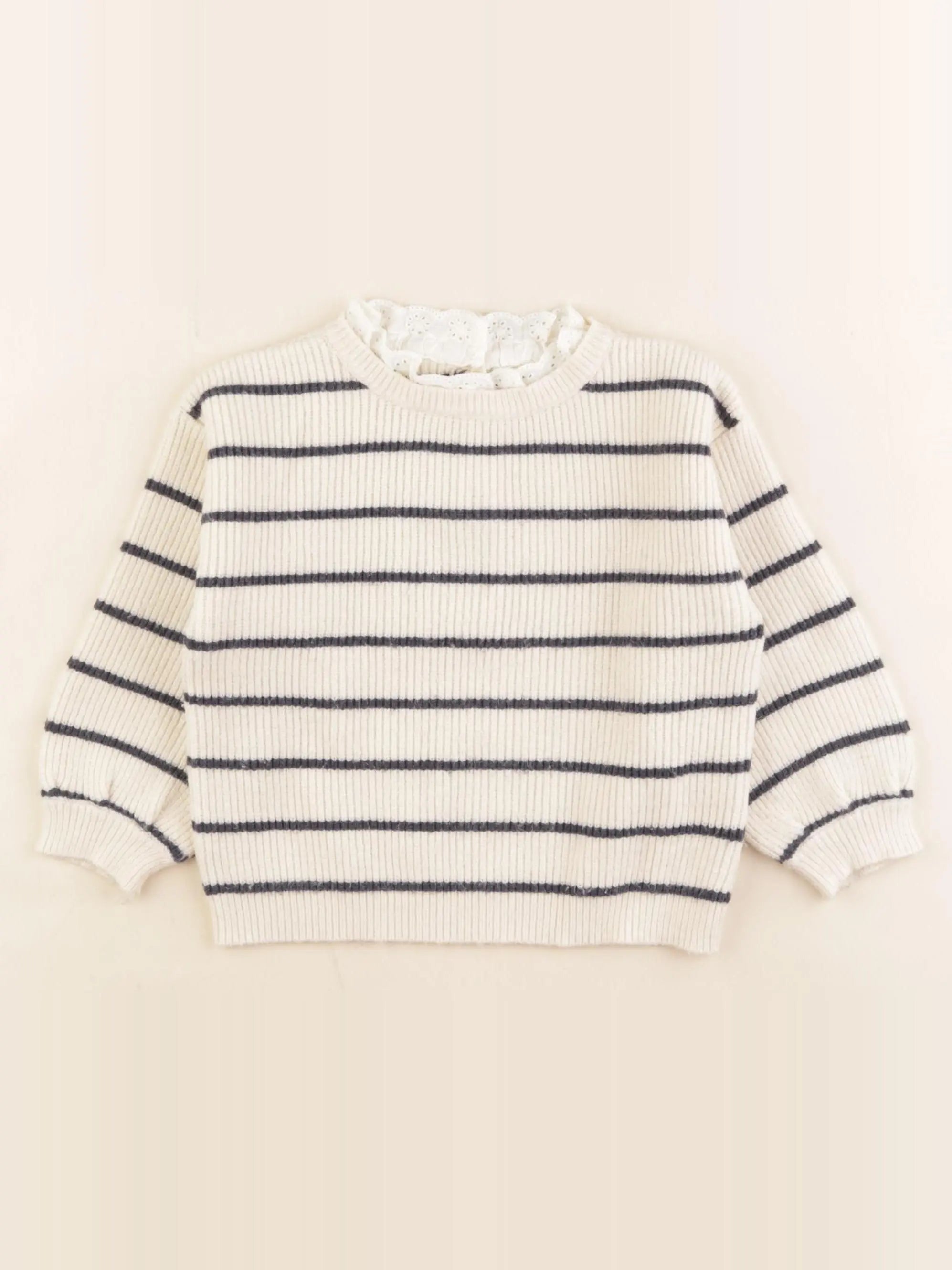 Vertbaudet - pull beige, bleu - 2 ans
