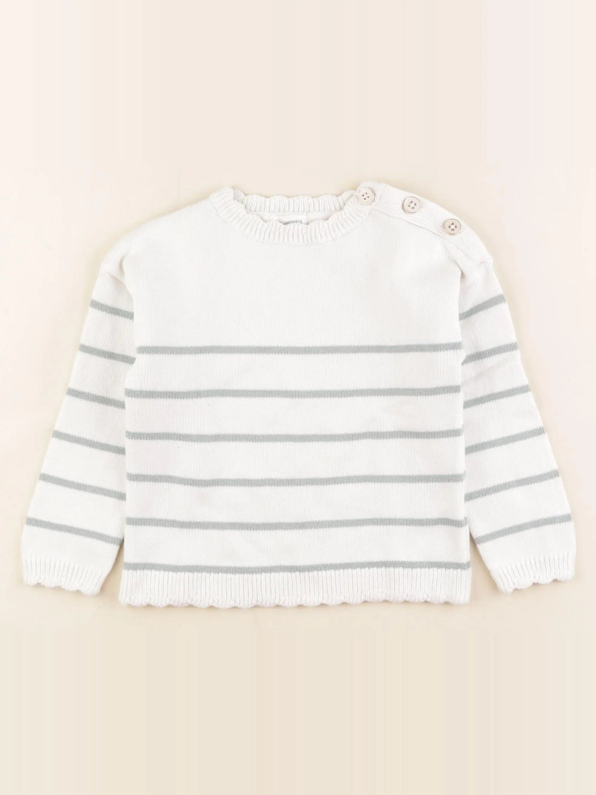 Vertbaudet - pull blanc, vert - 4 ans