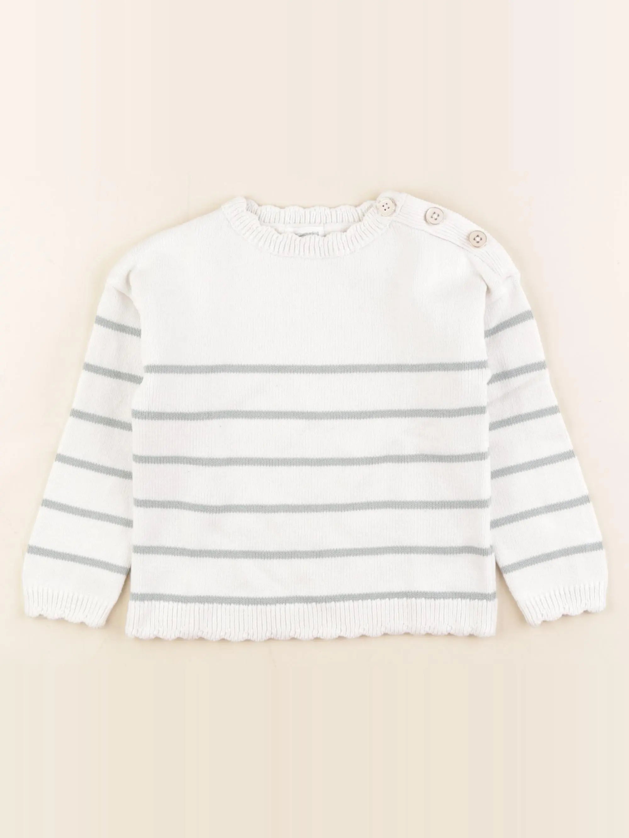 Vertbaudet - pull blanc, vert - 4 ans