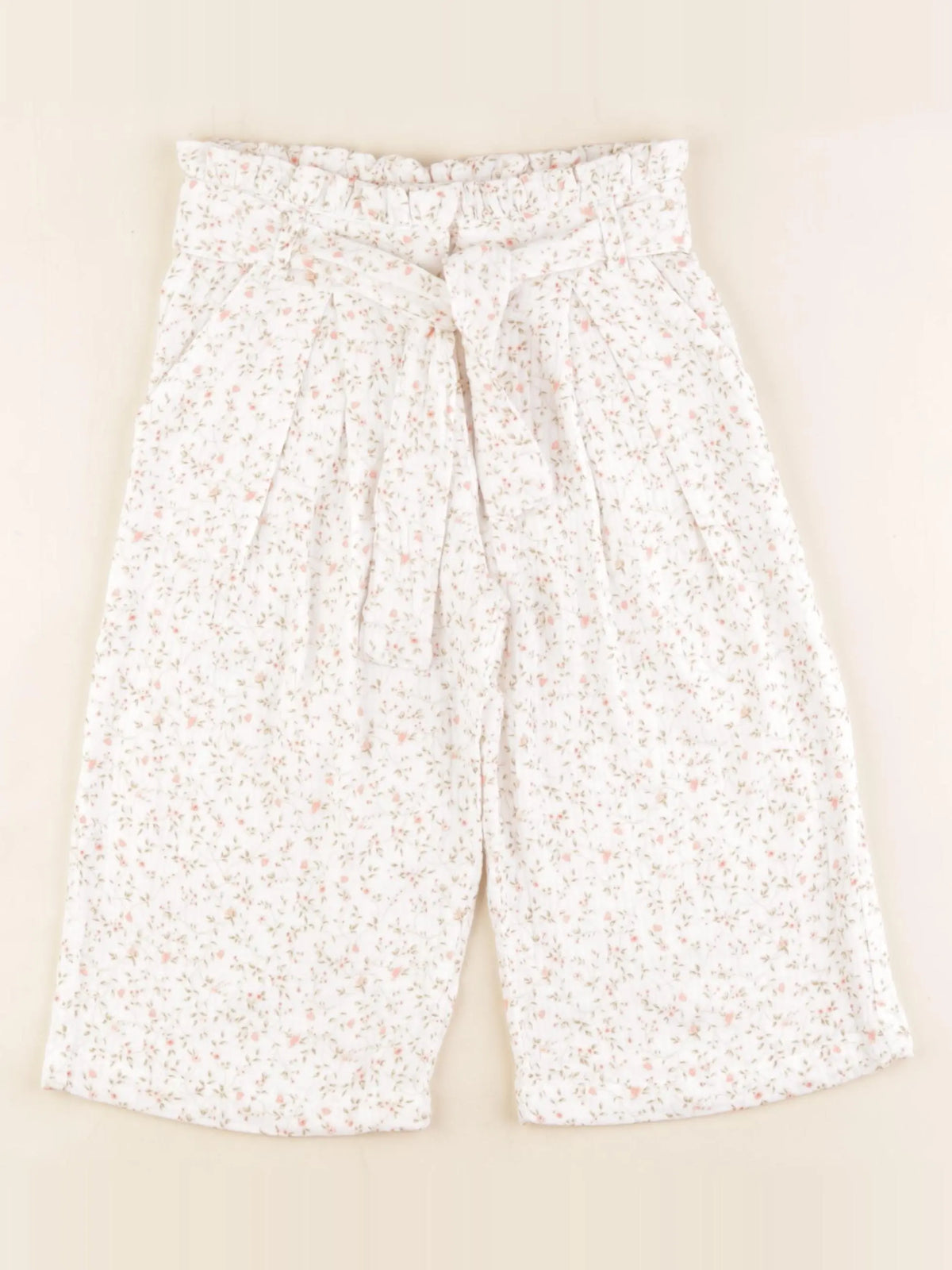 Vertbaudet - pantalon blanc, rose - 4 ans