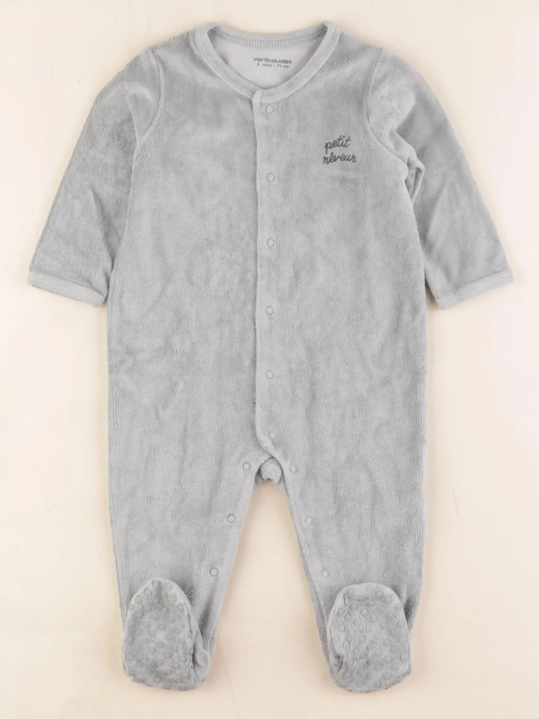 Vertbaudet - pyjama velours vert - 9 mois