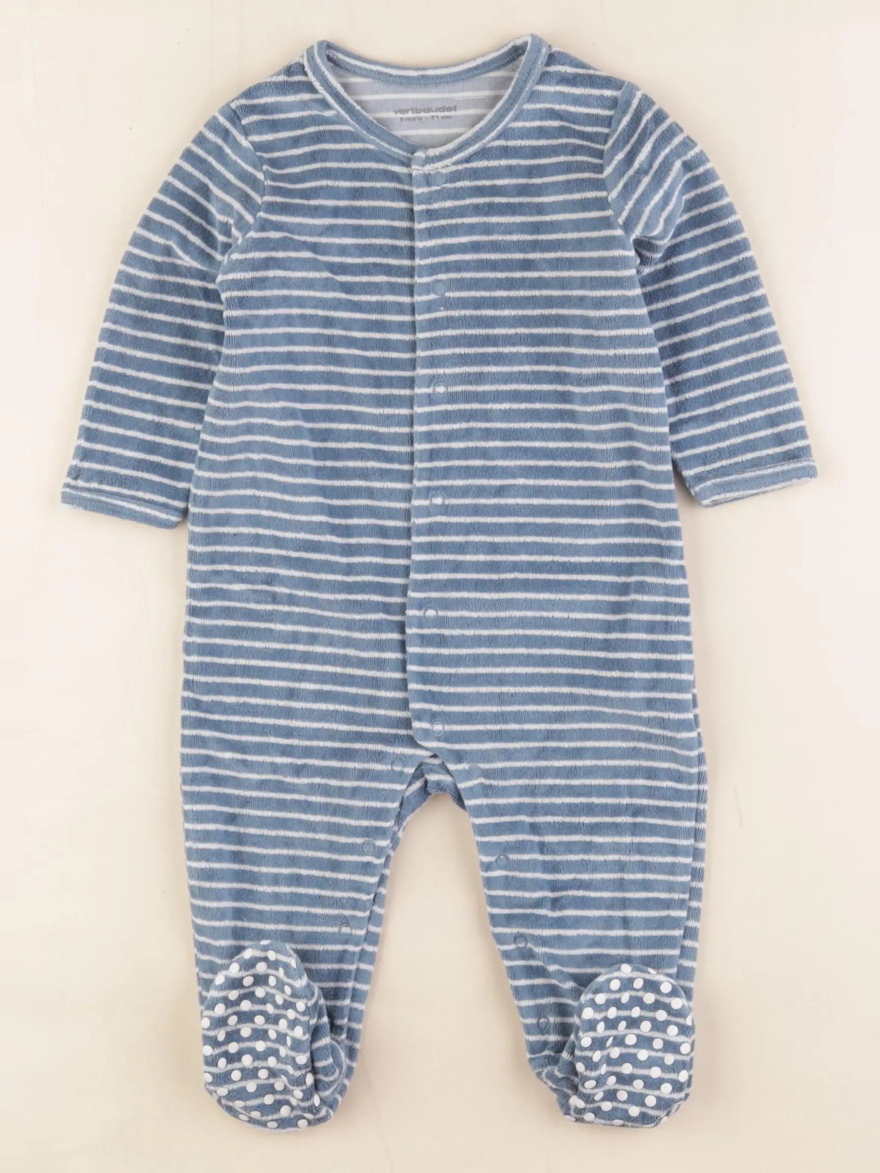 Vertbaudet - pyjama velours blanc, bleu - 9 mois