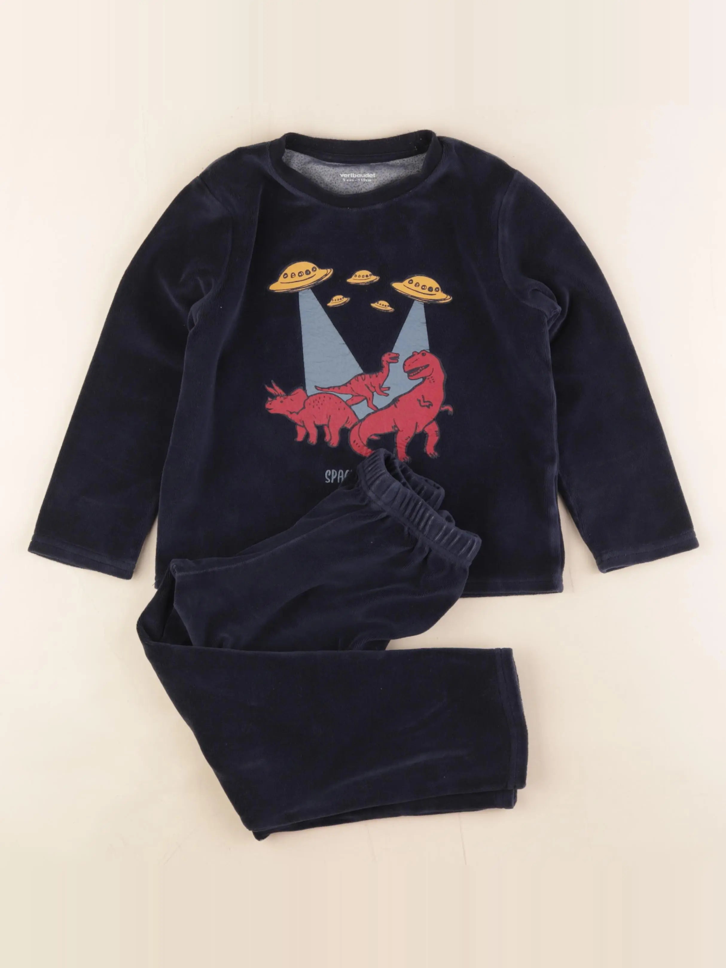 Vertbaudet - pyjama velours bleu - 5 ans