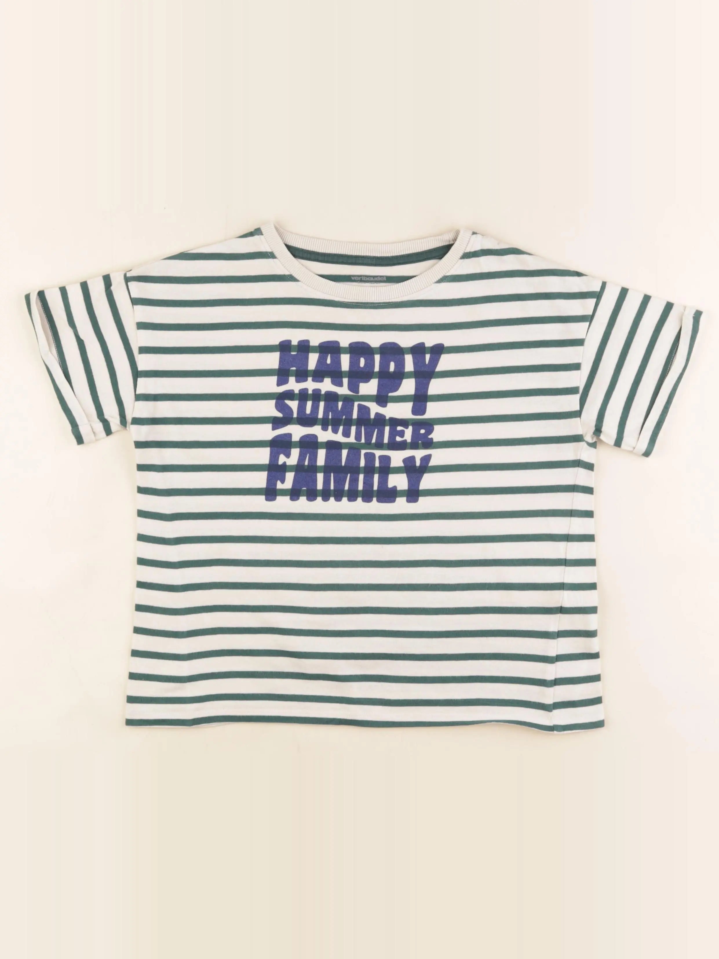 Vertbaudet - tee-shirt beige, bleu - 8 ans